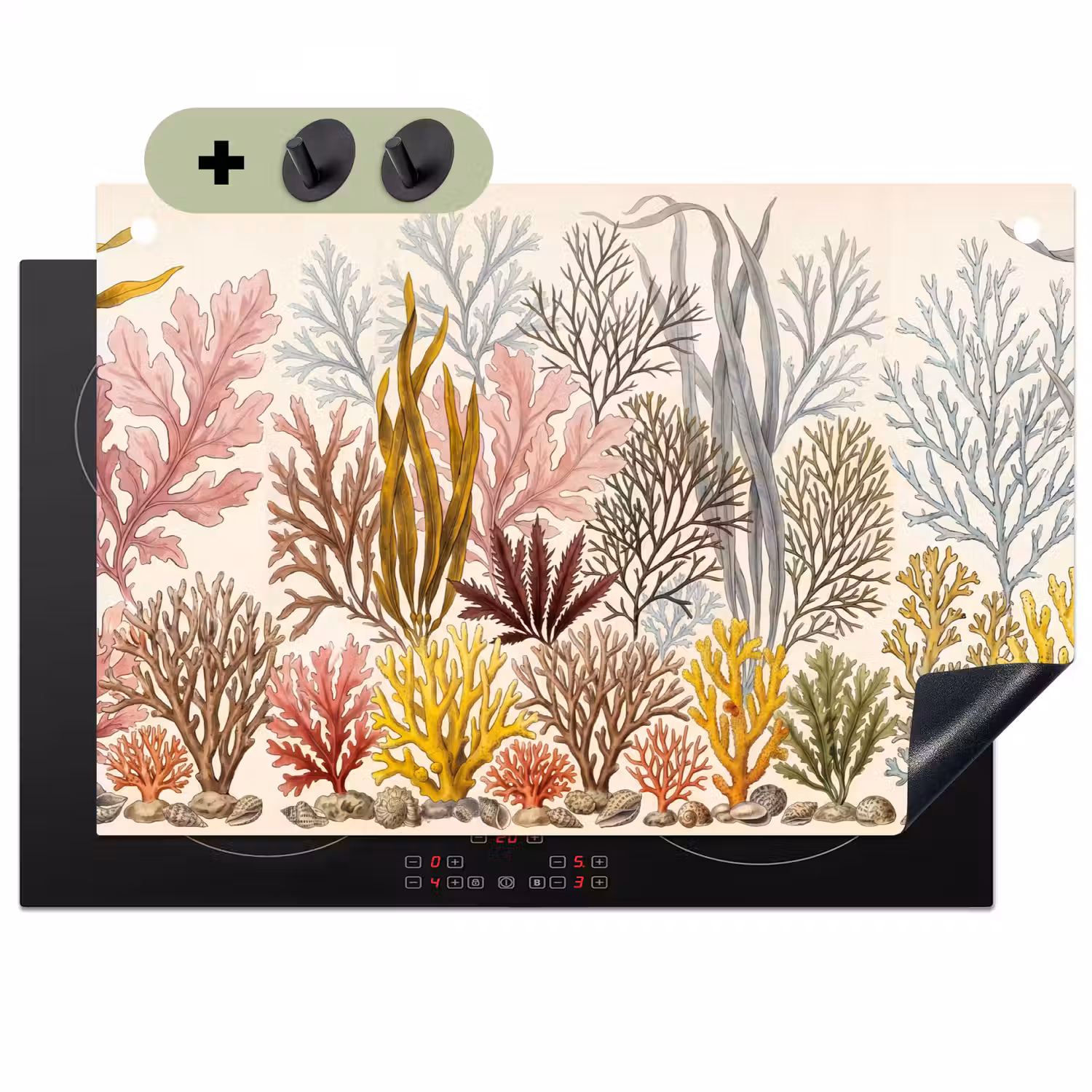 Natuur - Onderwater - Botanisch - Vintage - Kleurrijk Inductie beschemer met haakjes klein -3d