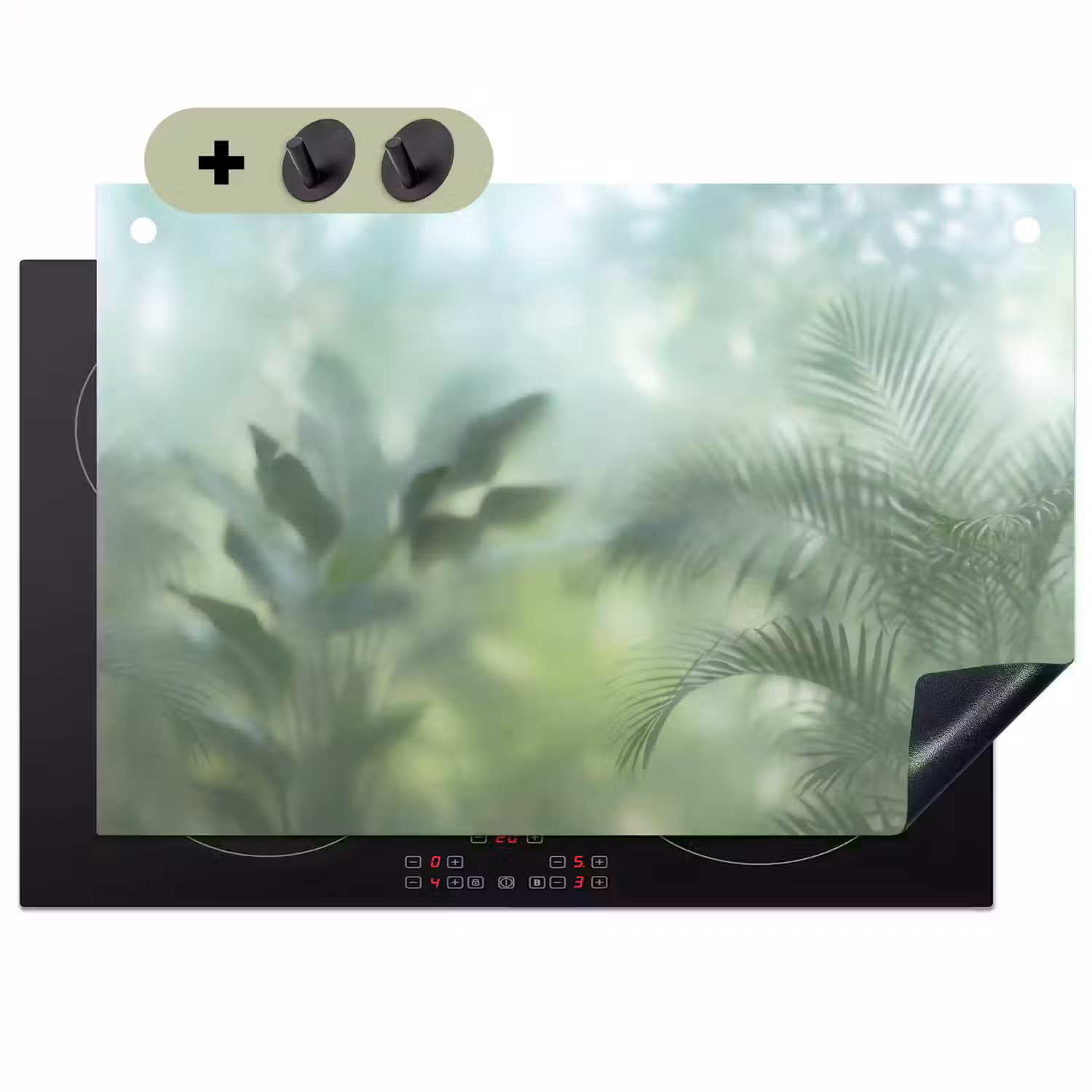 Natuur - Vervaagd - Groen - Abstract - Modern Inductie beschemer met haakjes klein -3d