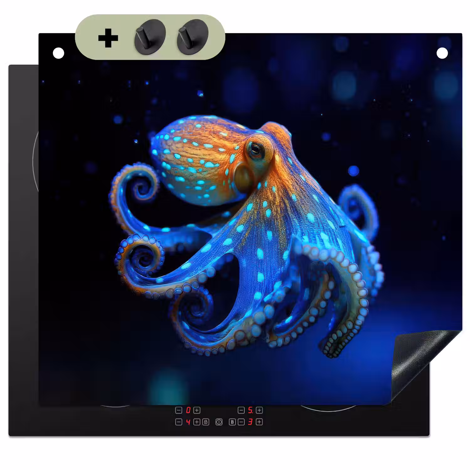 Octopus - Stippen - Blauw - Zee Inductie beschemer met haakjes middel -3d