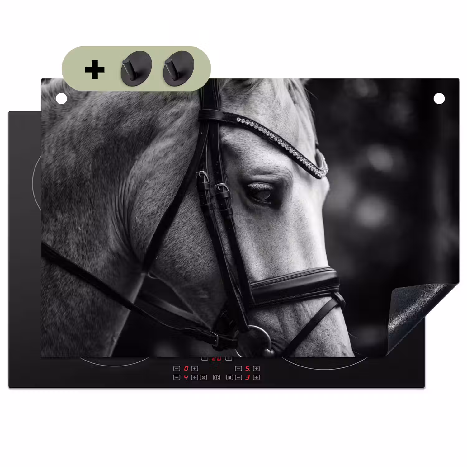 Paard - Schimmel - Portret Inductie beschemer met haakjes klein -3d