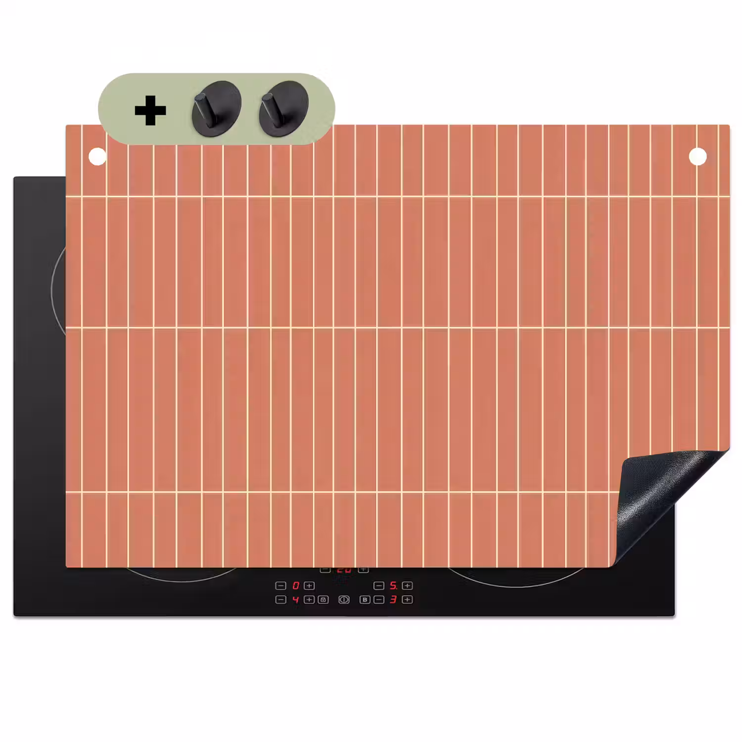 Patroon - Tegels - Terracotta Inductie beschemer met haakjes klein 777 -3d
