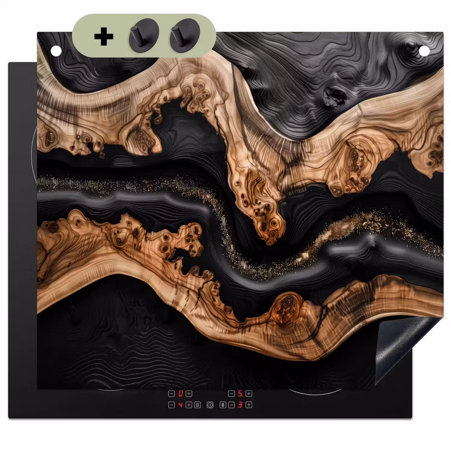 Rivieren van Hout en Hars Inductie beschemer met haakjes middel -3d
