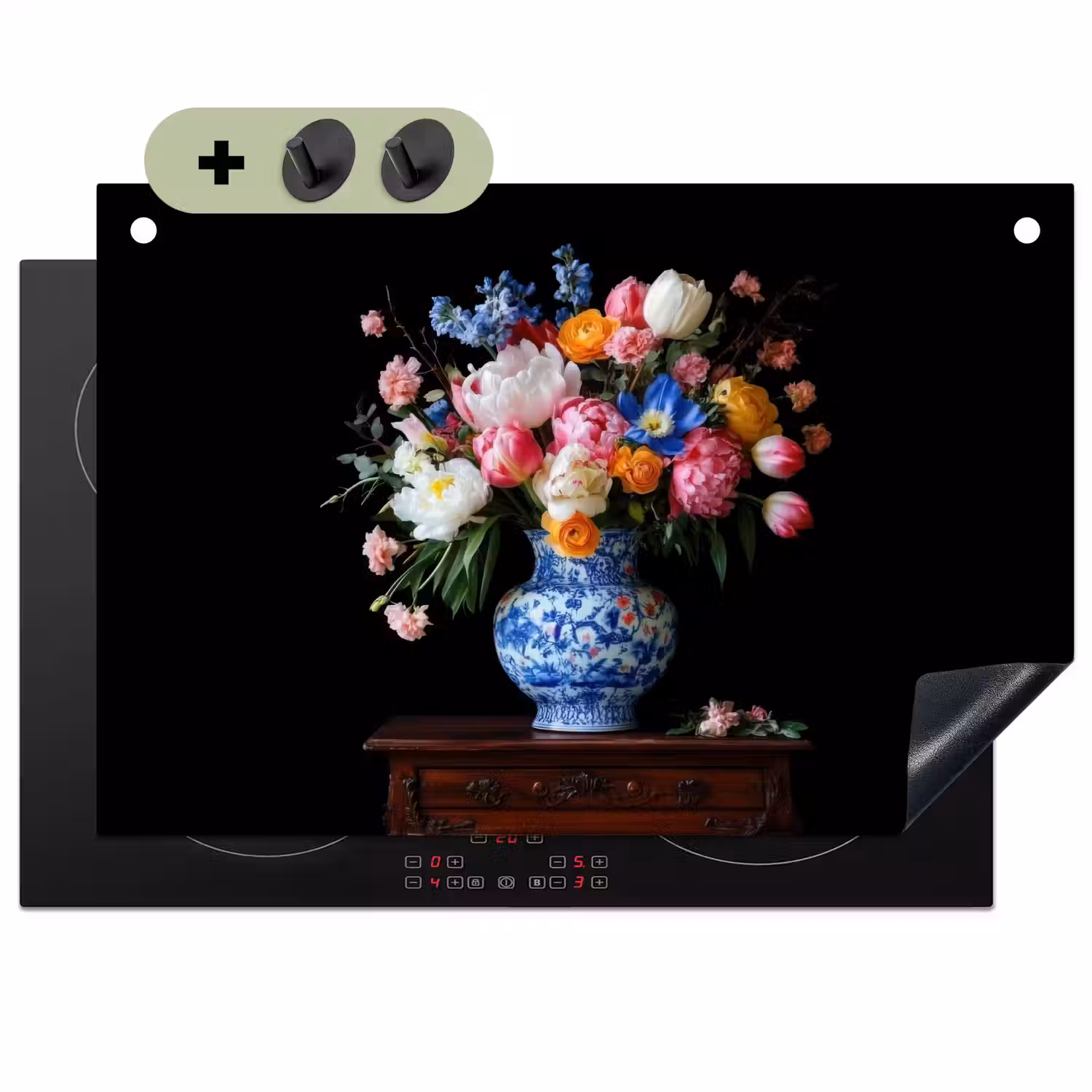Rozen - Bloemen - Vaas - Boeket Inductie beschemer met haakjes klein -3d