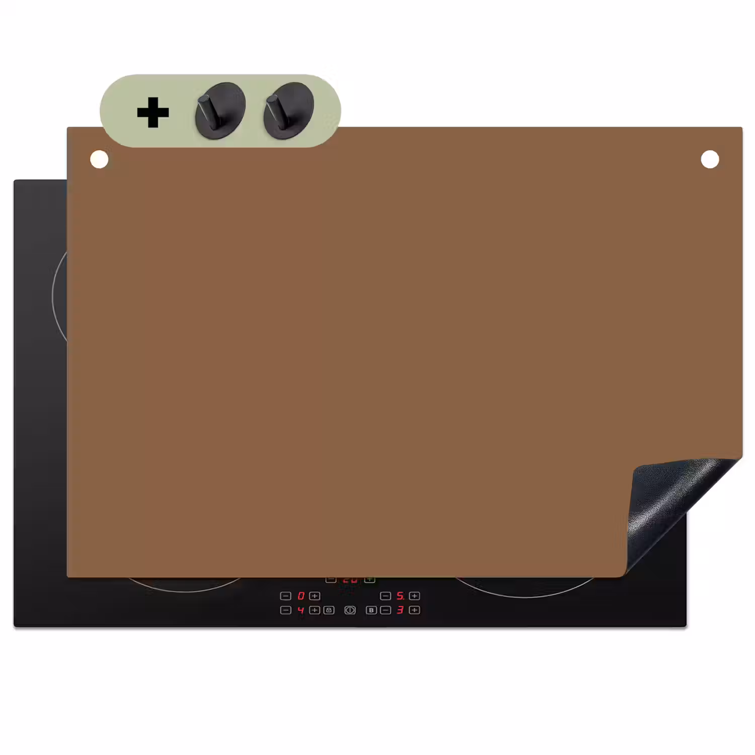 Soft - Walnut - Bruin Inductie beschemer met haakjes klein 777 -3d