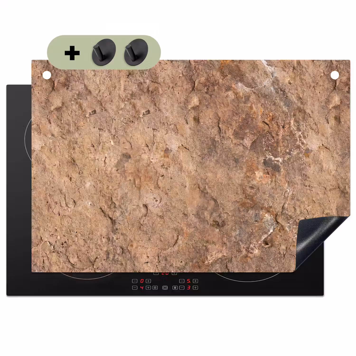 Steen - Natuur - Textuur - Abstract - Bruin Inductie beschemer met haakjes klein -3d