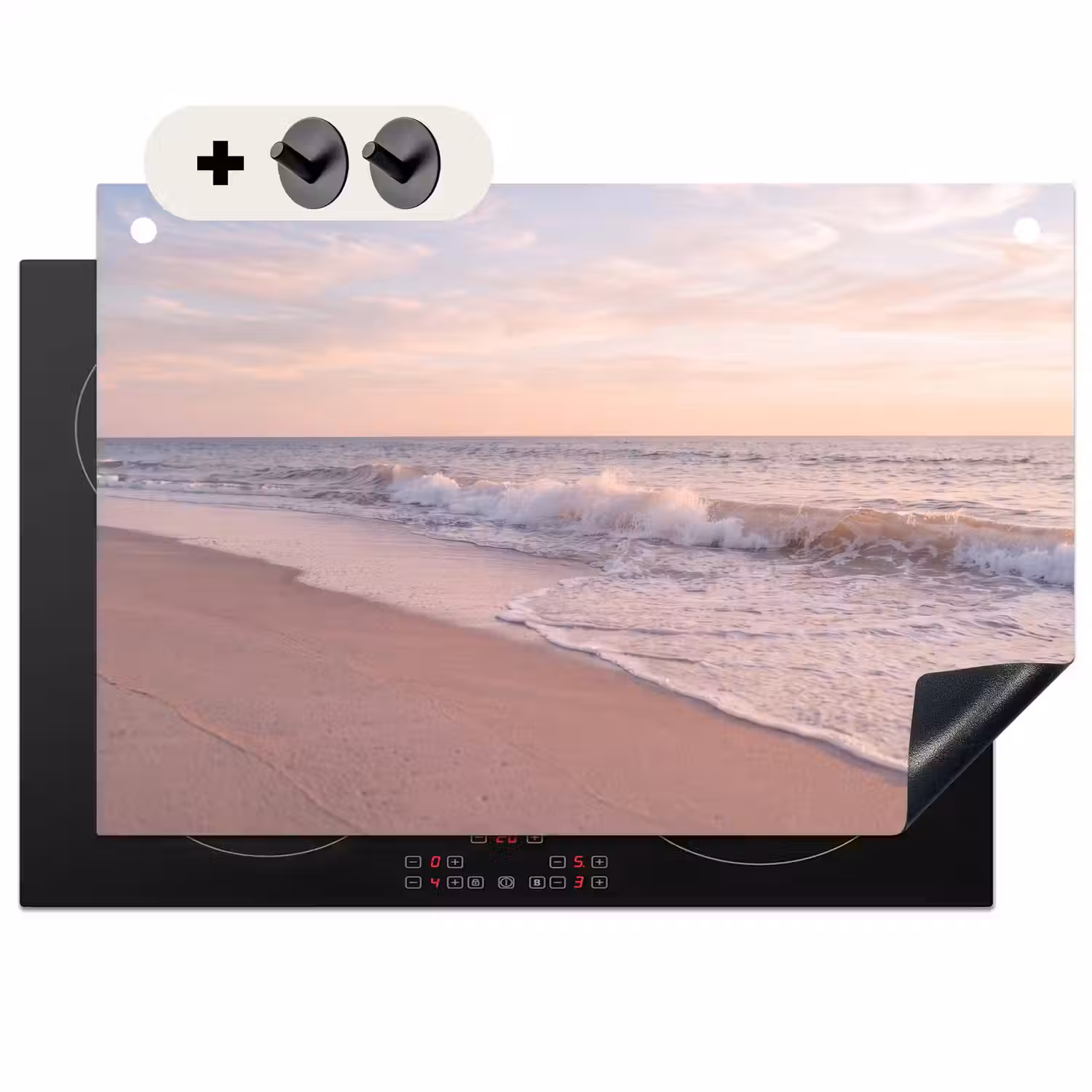 Strand - Zee - Golven - Natuur - Zonsondergang Inductie beschemer met haakjes klein -3d