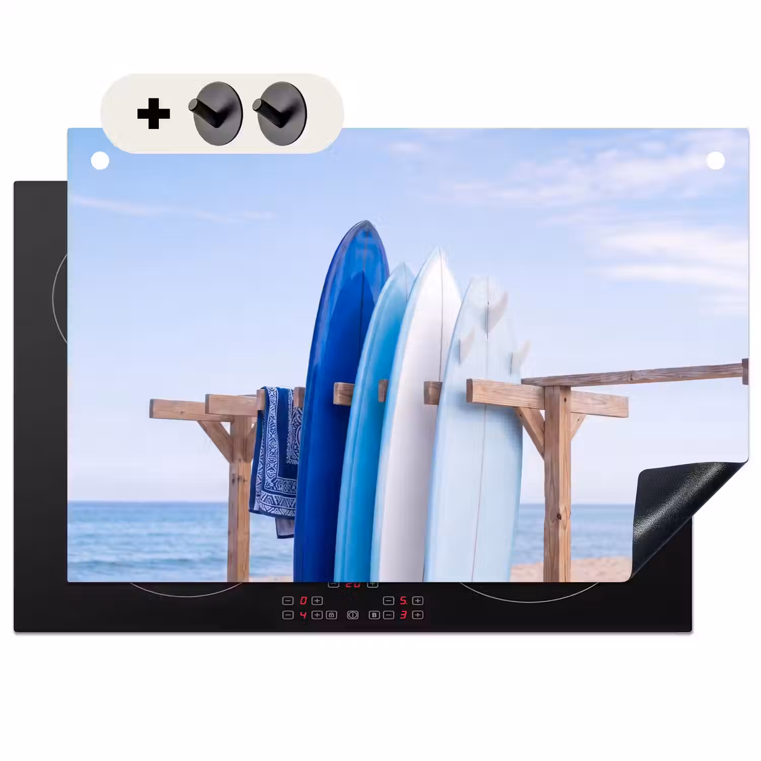 Surfplank - Strand - Zomer - Blauw - Water Inductie beschemer met haakjes klein -3d