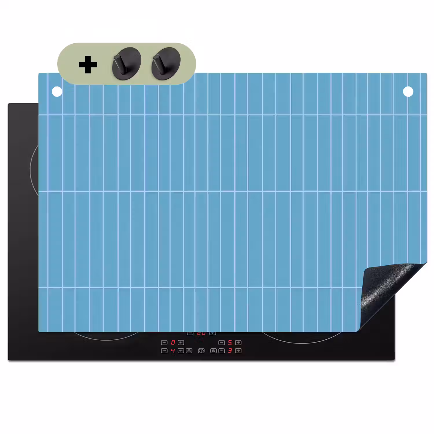 Tegel - Langwerpig - Patroon - Blauw Inductie beschemer met haakjes klein 777 -3d
