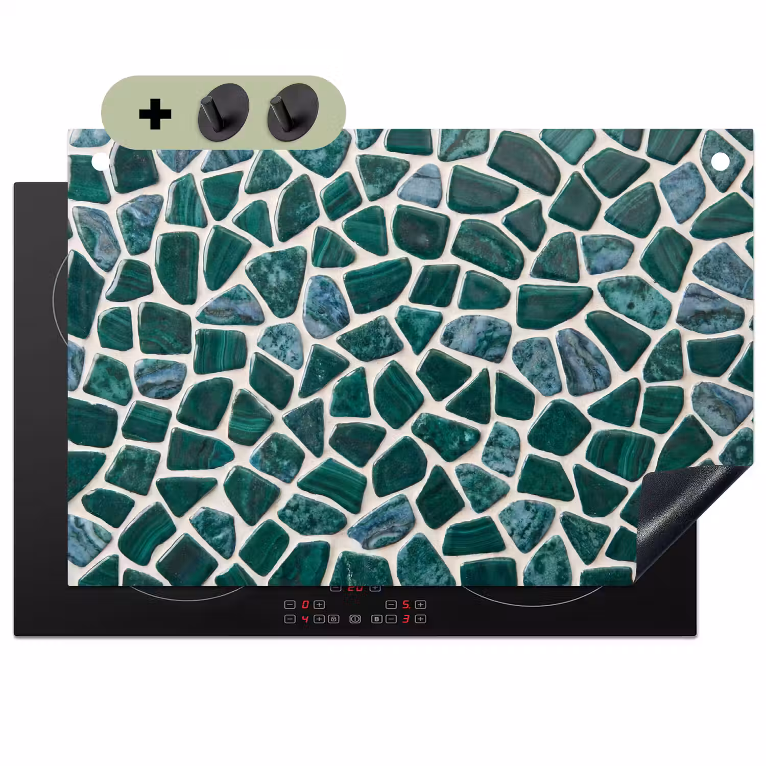 Textuur - Steen - Groen - Abstract - Patroon Inductie beschemer met haakjes klein -3d