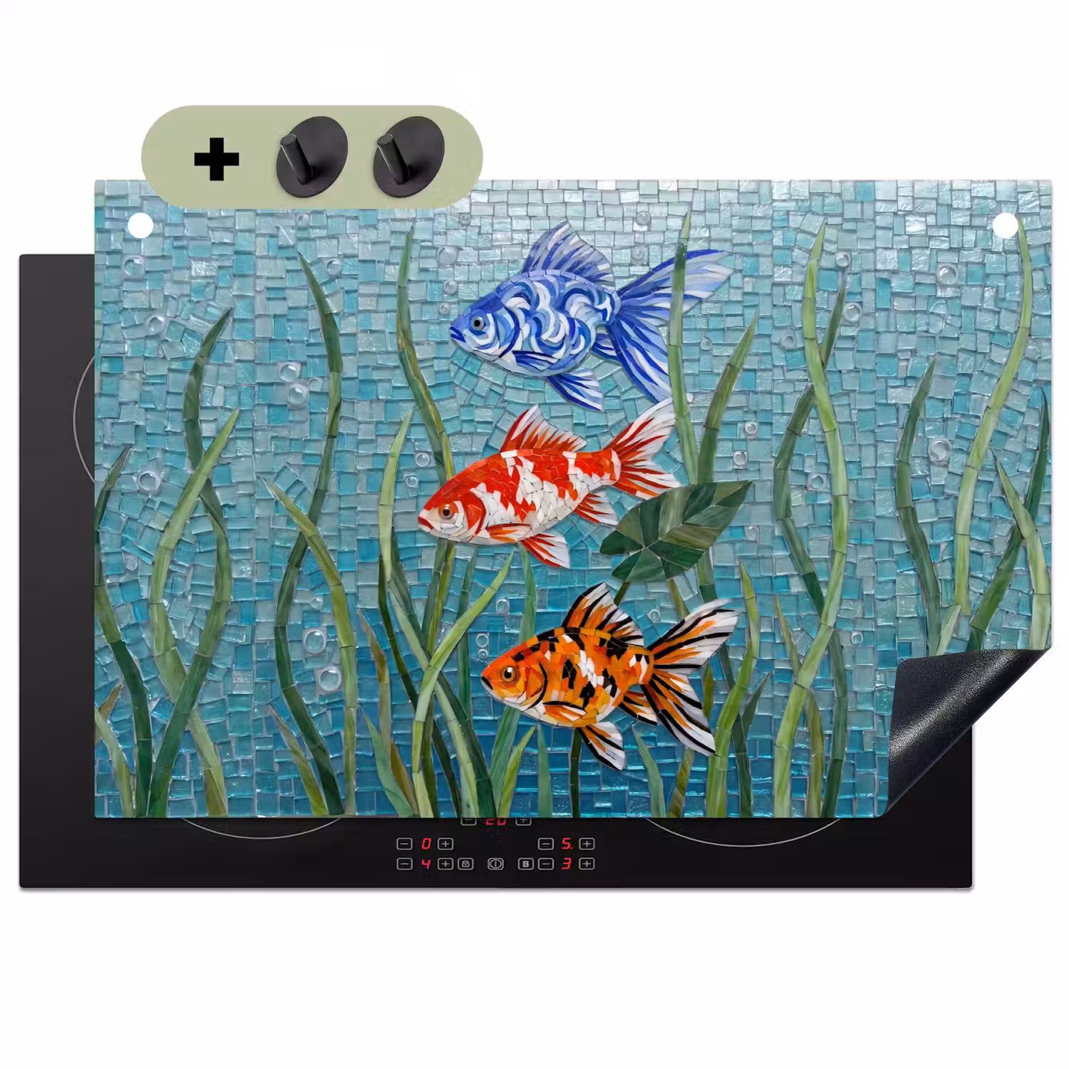 Vis - Mozaïek - Onderwater - Kleurrijk - Dieren Inductie beschemer met haakjes klein -3d