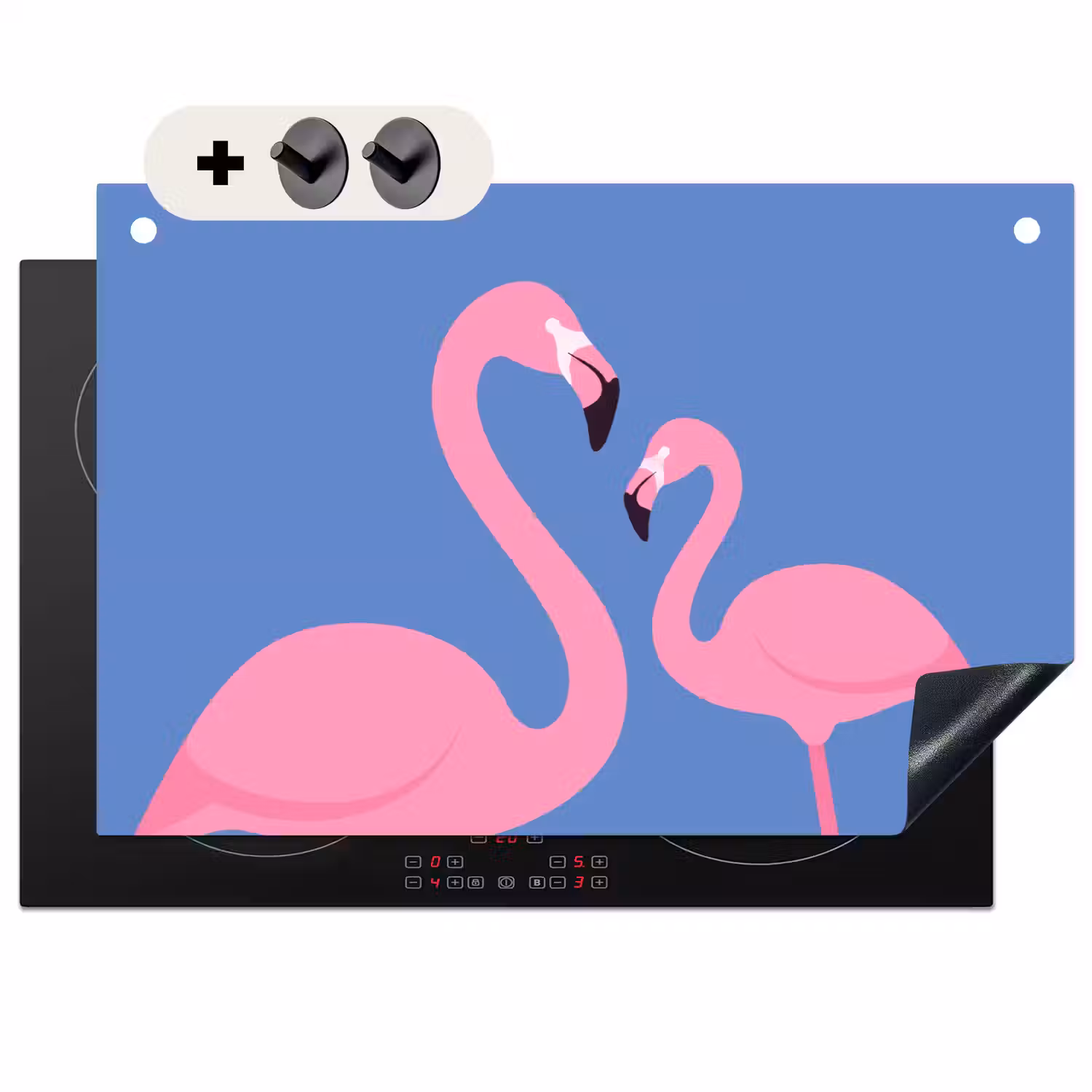 Vogel - Paar - Dieren - Modern - Roze Inductie beschemer met haakjes klein -3d