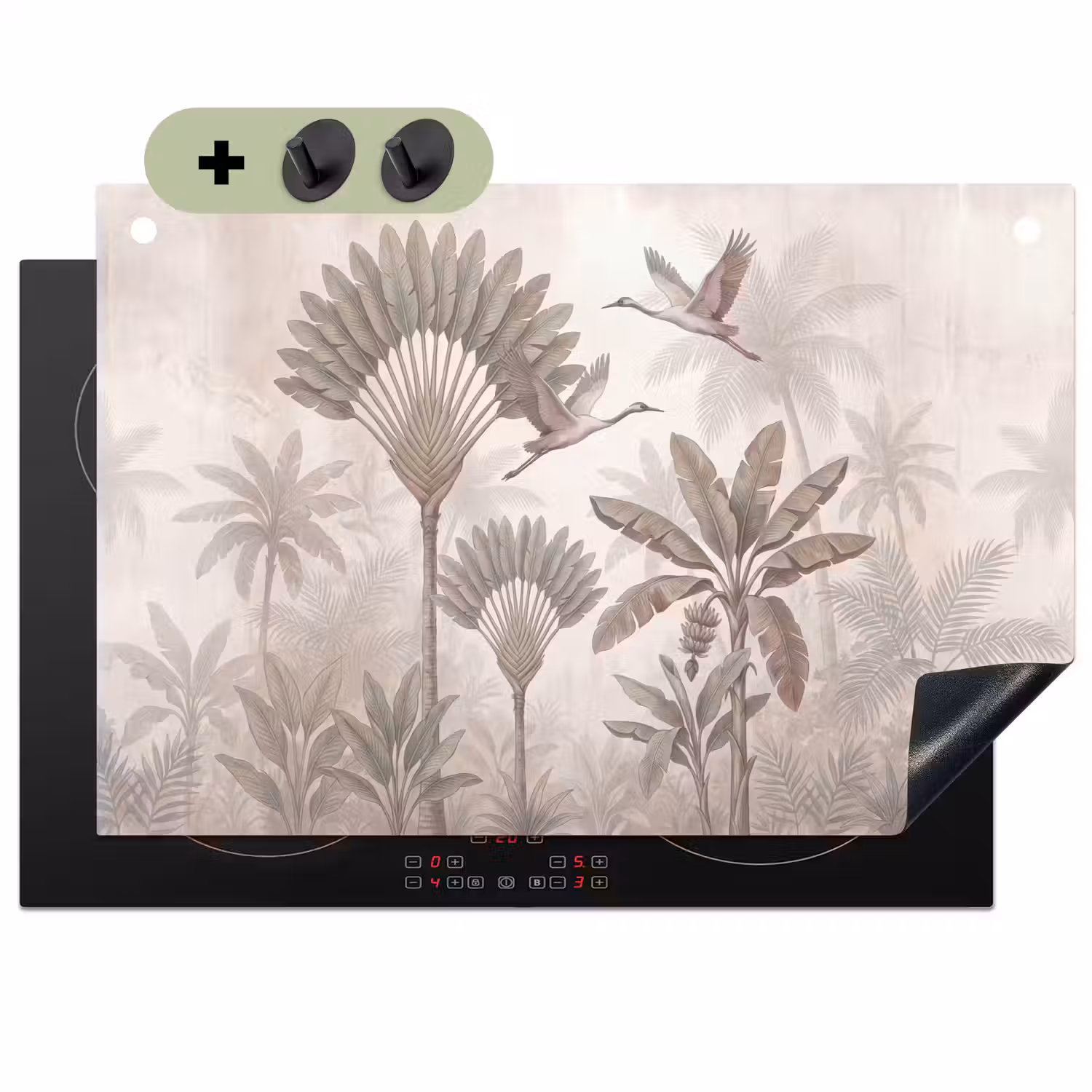 Vogel - Tropisch - Jungle - Natuur - Beige Inductie beschemer met haakjes klein -3d