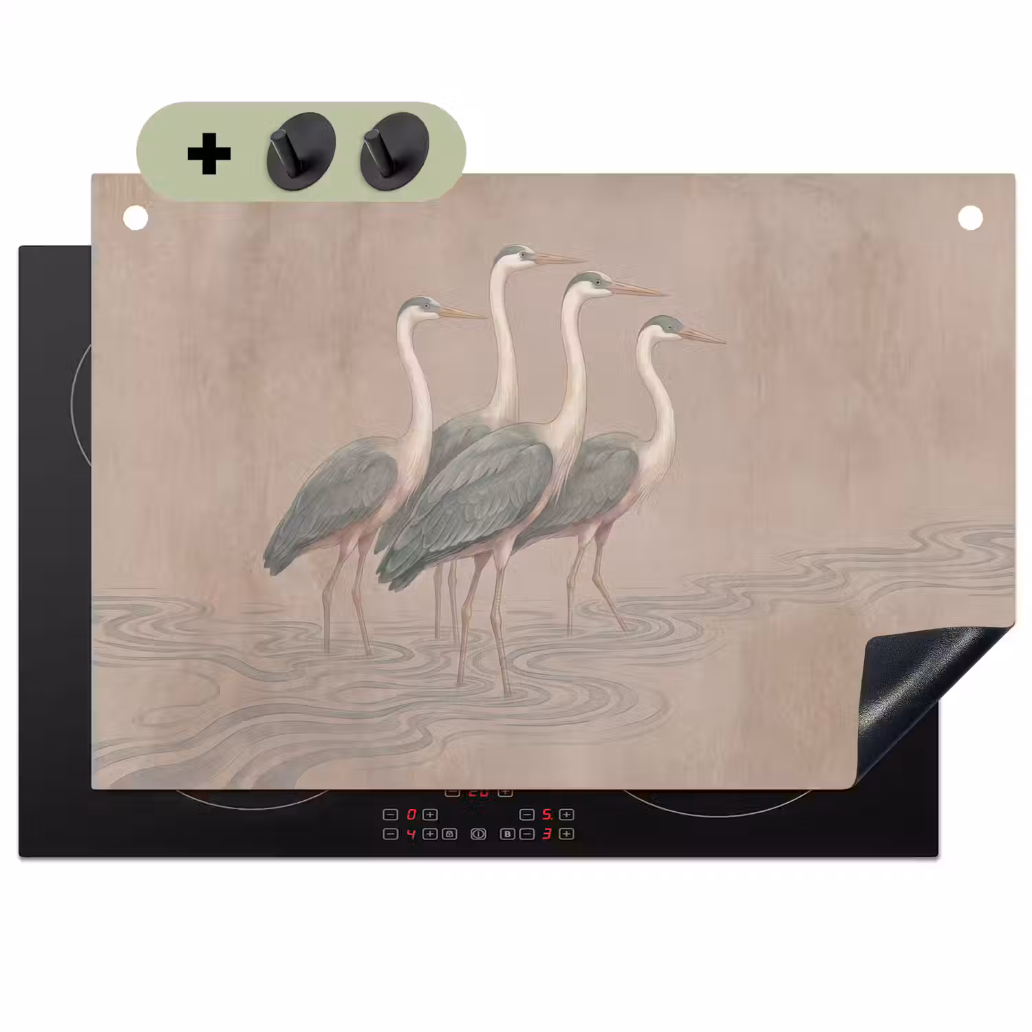 Vogel - Water - Natuur - Vintage Inductie beschemer met haakjes klein -3d