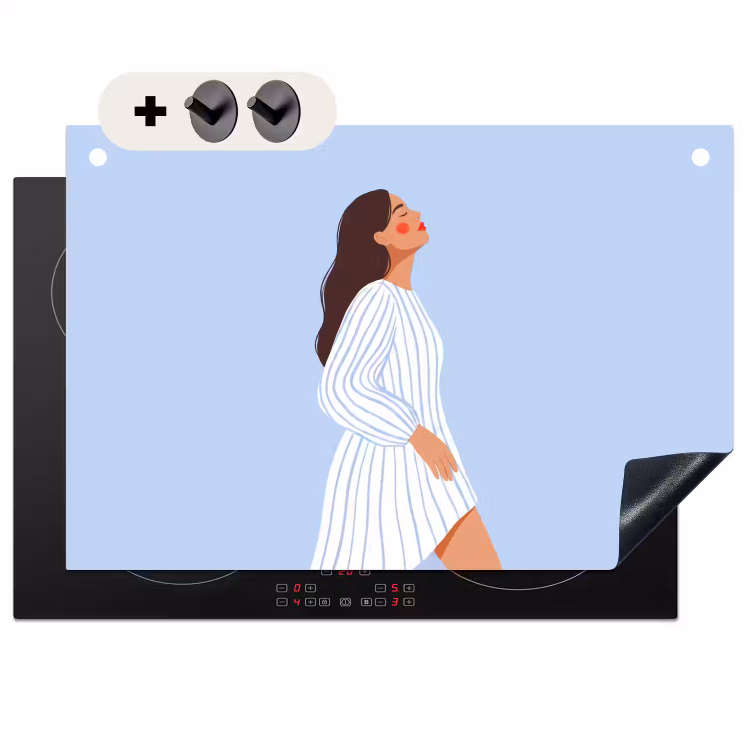 Vrouw - Profiel - Rust - Modern - Illustratie Inductie beschemer met haakjes klein -3d