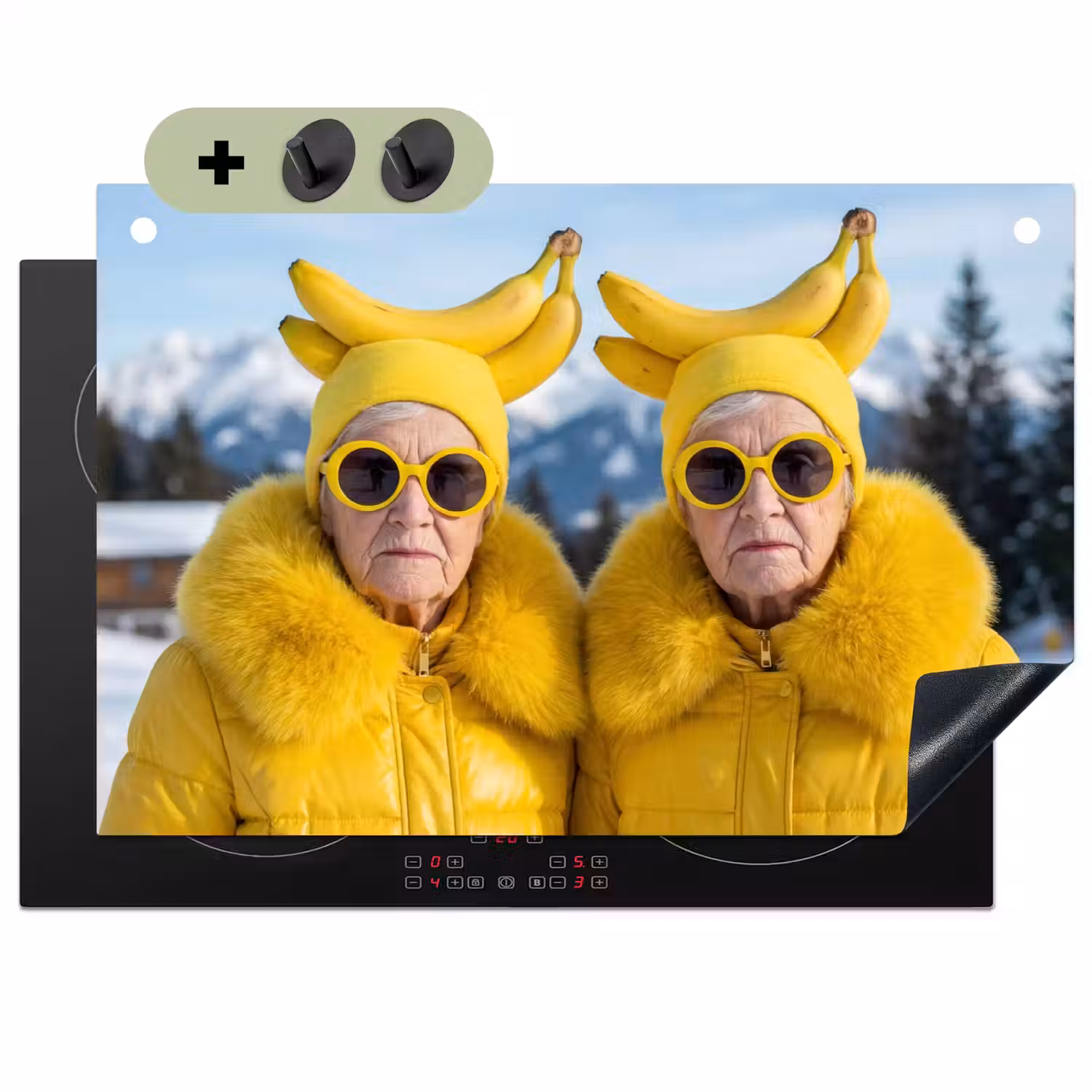 Vrouwen - Bananen - Geel Inductie beschemer met haakjes klein -3d