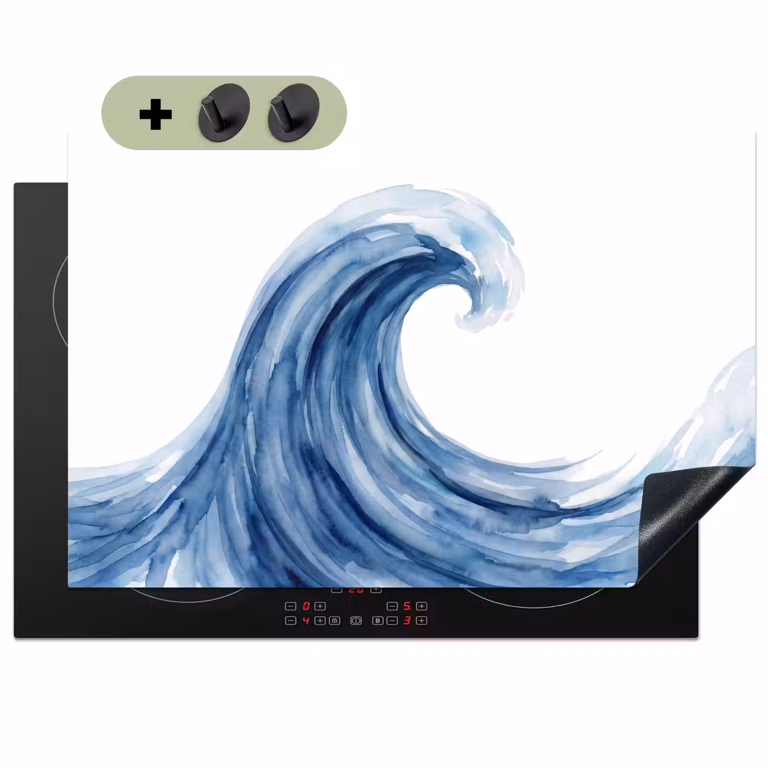 Water - Beweging - Natuur - Modern - Blauw Inductie beschemer met haakjes klein -3d