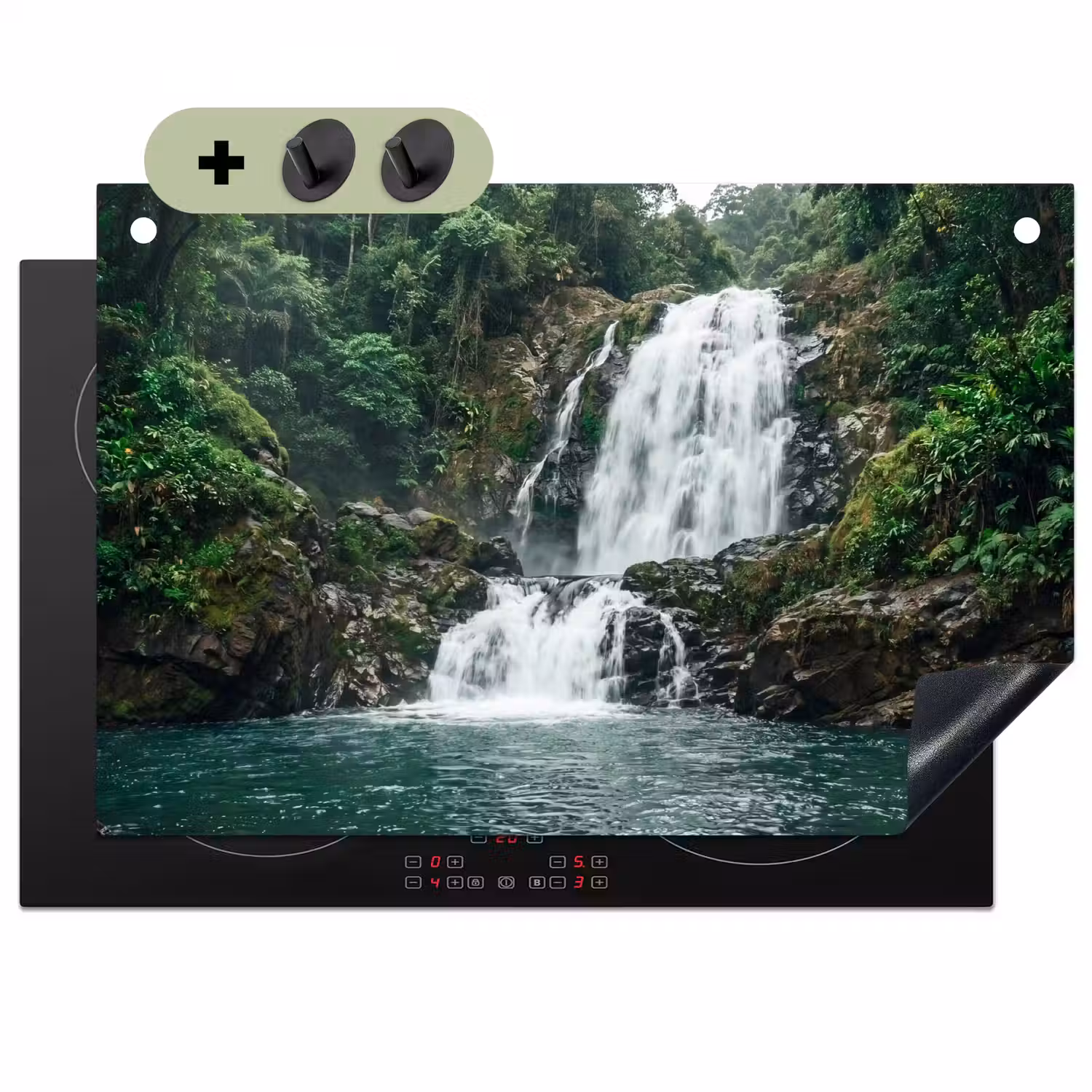 Waterval - Bos - Natuur - Groen Inductie beschemer met haakjes klein -3d