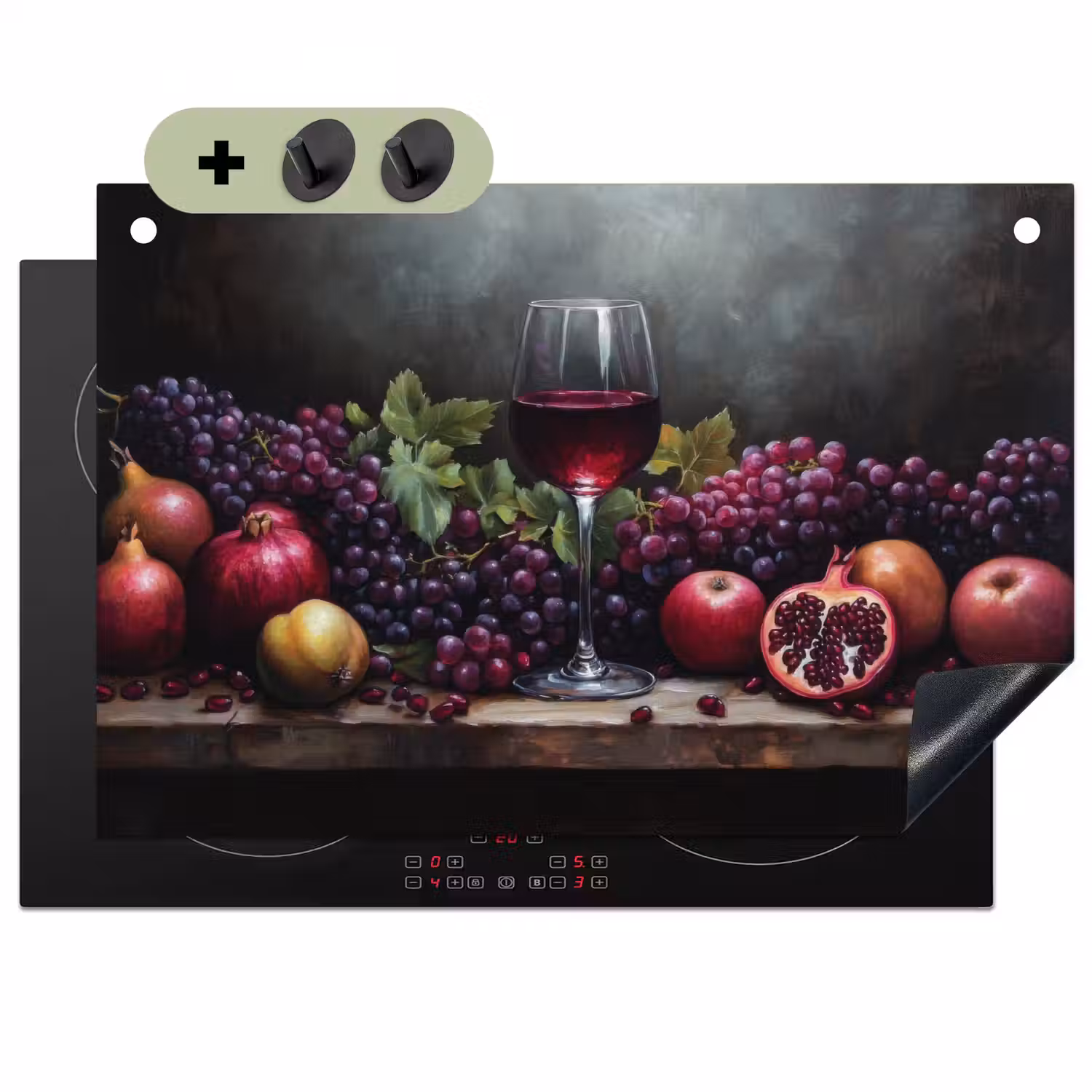 Wijn - Fruit - Stilleven Inductie beschemer met haakjes klein -3d
