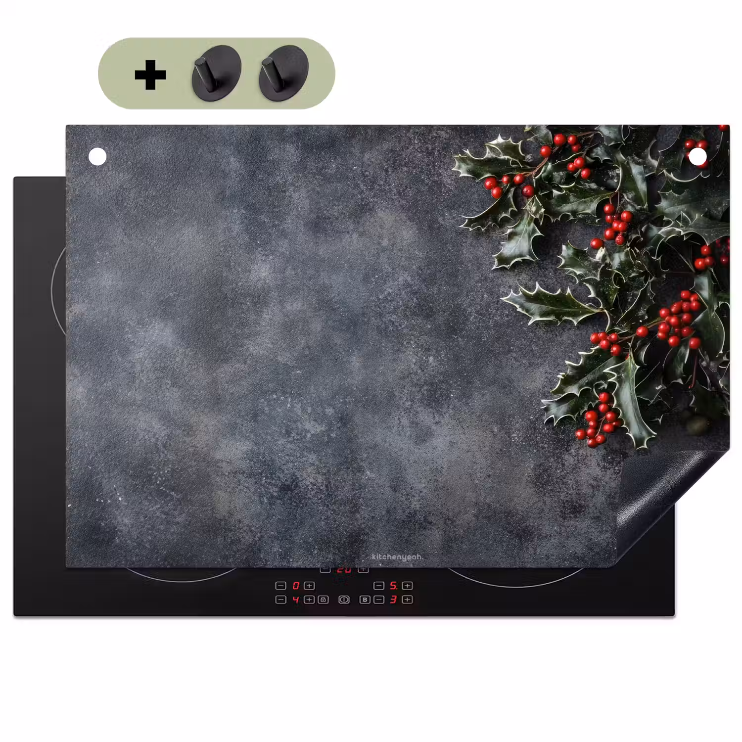 Winter - Hulst - Kerst - Beton Inductie beschemer met haakjes klein -3d