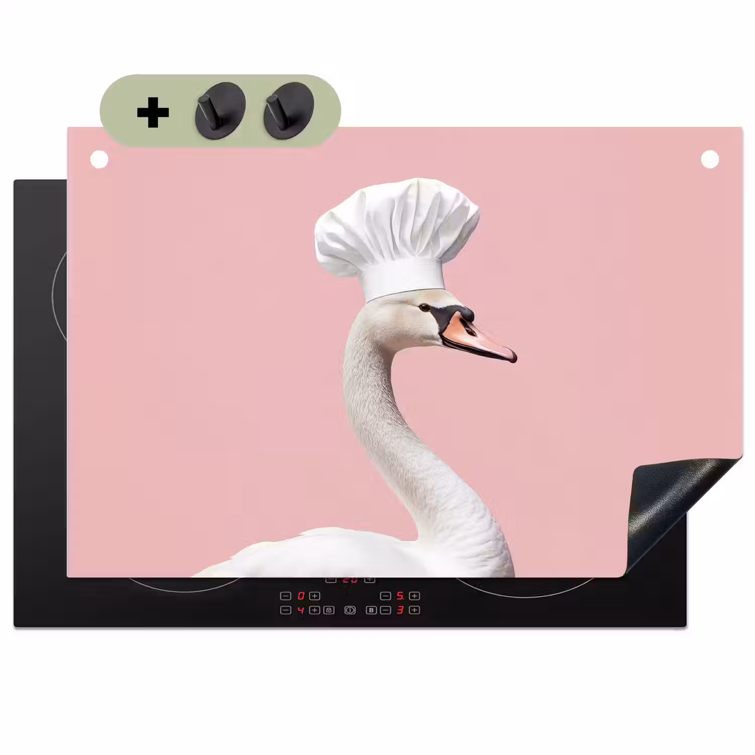 Zwaan - Koksmuts - Mooi - Klassiek Inductie beschemer met haakjes klein -3d