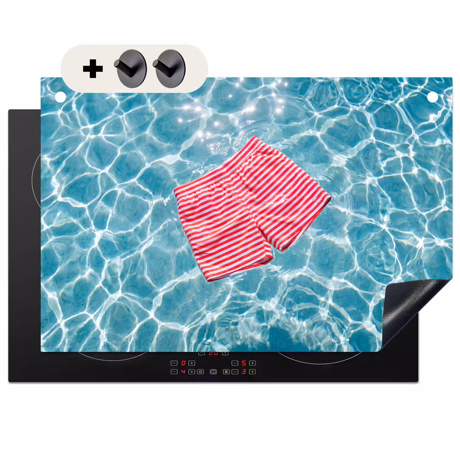 Zwemkleding - Gestreept - Water - Zomer - Rood-wit Inductie beschemer met haakjes klein -3d