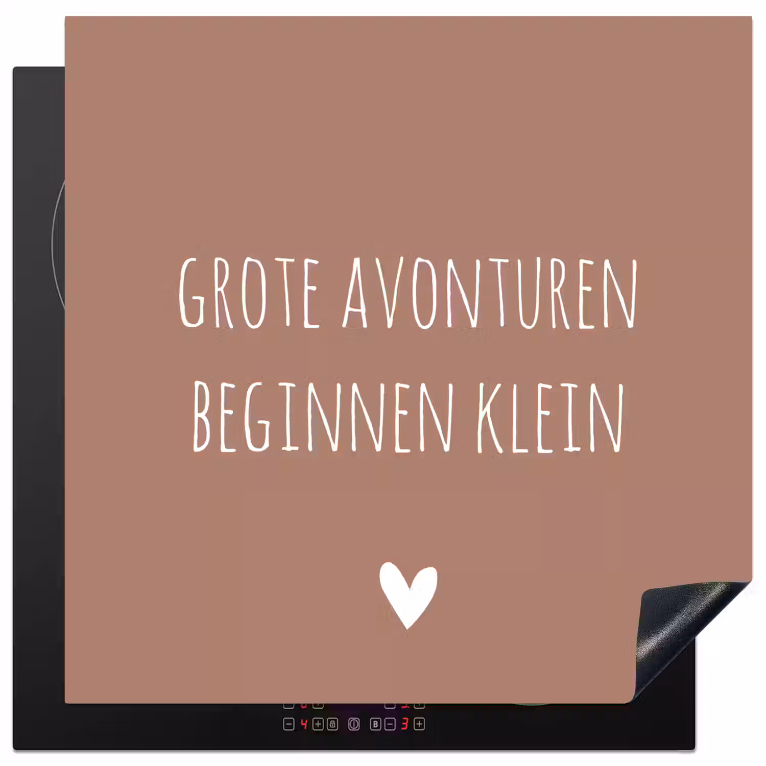 Spreuken - Grote avonturen beginnen klein - Quotes Inductie beschermer vinyl 3mm middel -3d