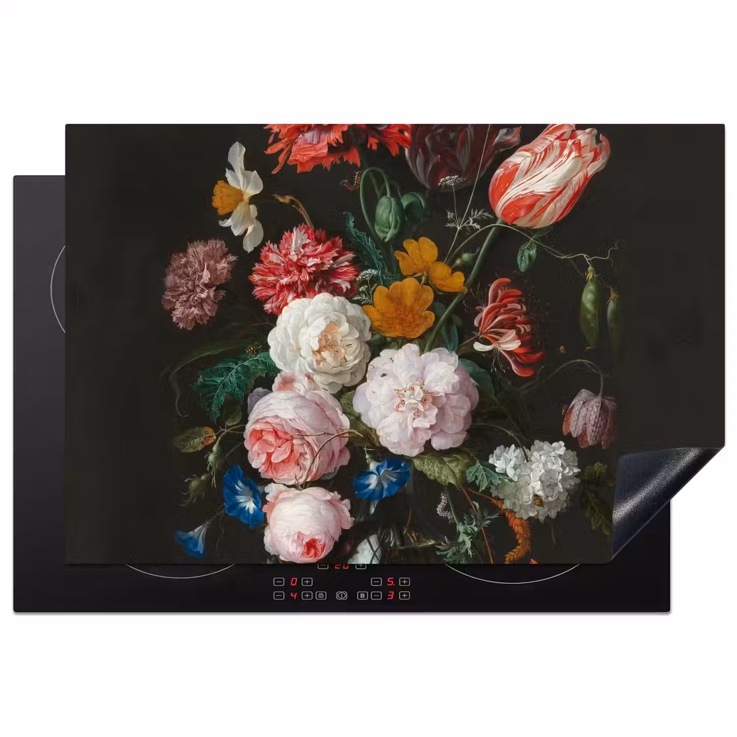 Stilleven met bloemen in een glazen vaas - Schilderij van Jan Davidsz. de Heem Inductie beschermer vinyl 3mm klein -3d