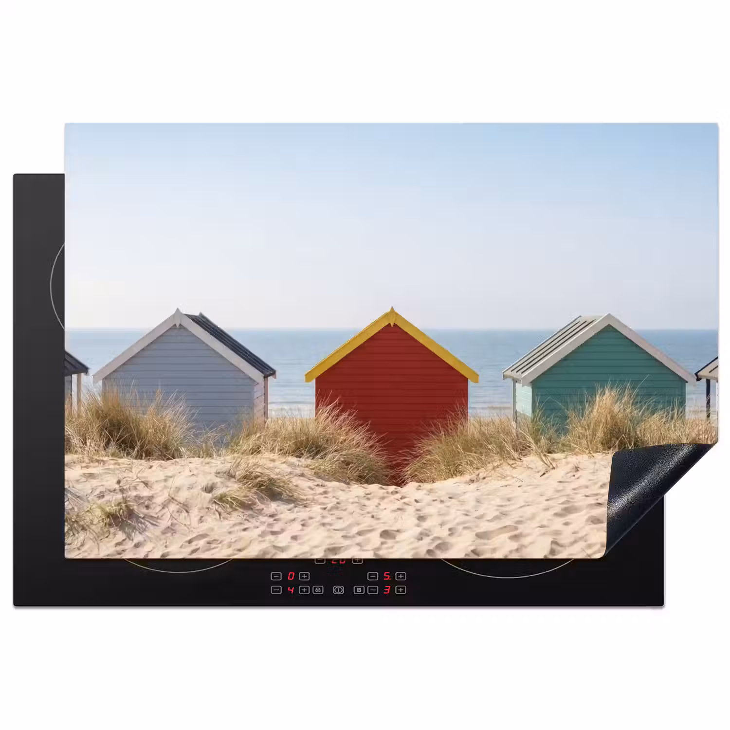 Strand - Huisjes - Kleurrijk - Duinen Inductie beschermer vinyl 3mm klein -3d