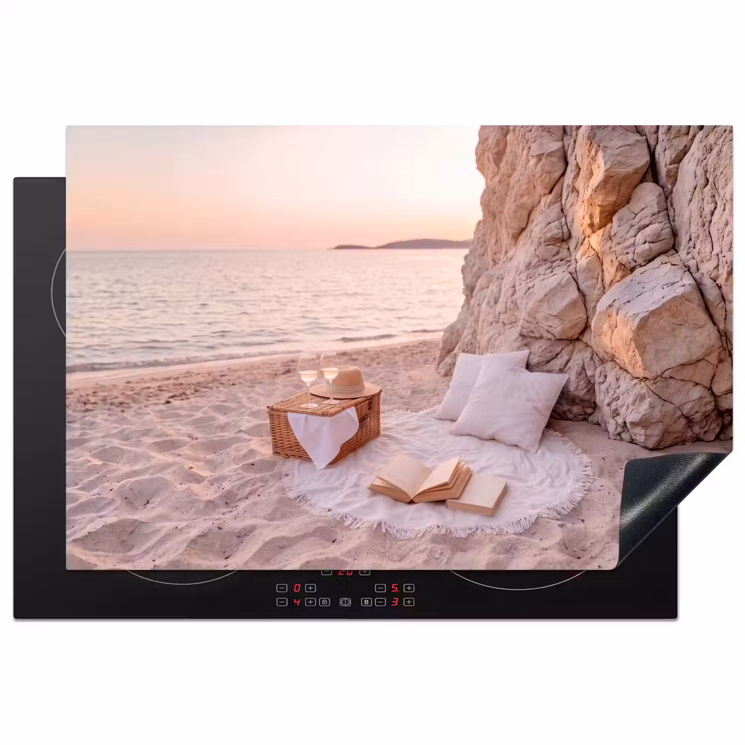 Strand - Picknick - Zonsondergang - Zomer - Natuur Inductie beschermer vinyl 3mm klein -3d