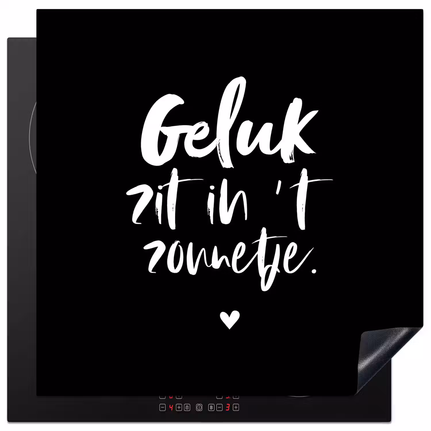 Tekst - Geluk zit in 't zonnetje - Quotes - Zomer - Zon Inductie beschermer vinyl 3mm middel -3d