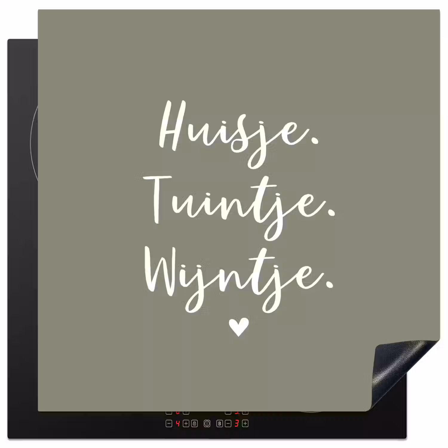 Tekst - Huisje, tuintje, wijntje - Thuis - Quotes - Wijn Inductie beschermer vinyl 3mm middel -3d