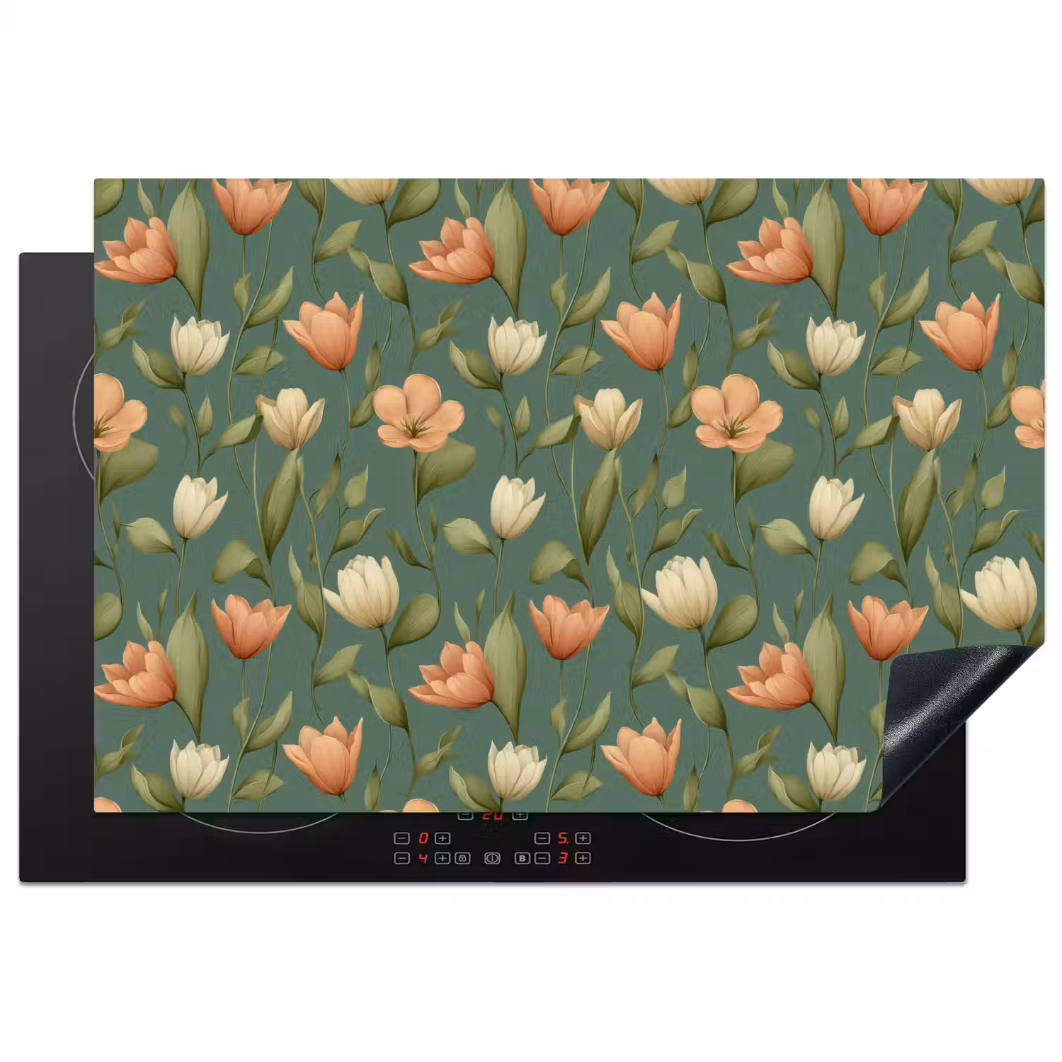 Tulpen - Botanisch - Groen Inductie beschermer vinyl 3mm klein 276 -3d