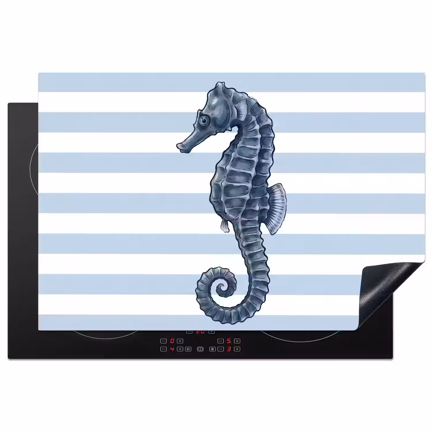 Vis - Oceaan - Illustratie - Blauw - Strepen Inductie beschermer vinyl 3mm klein -3d