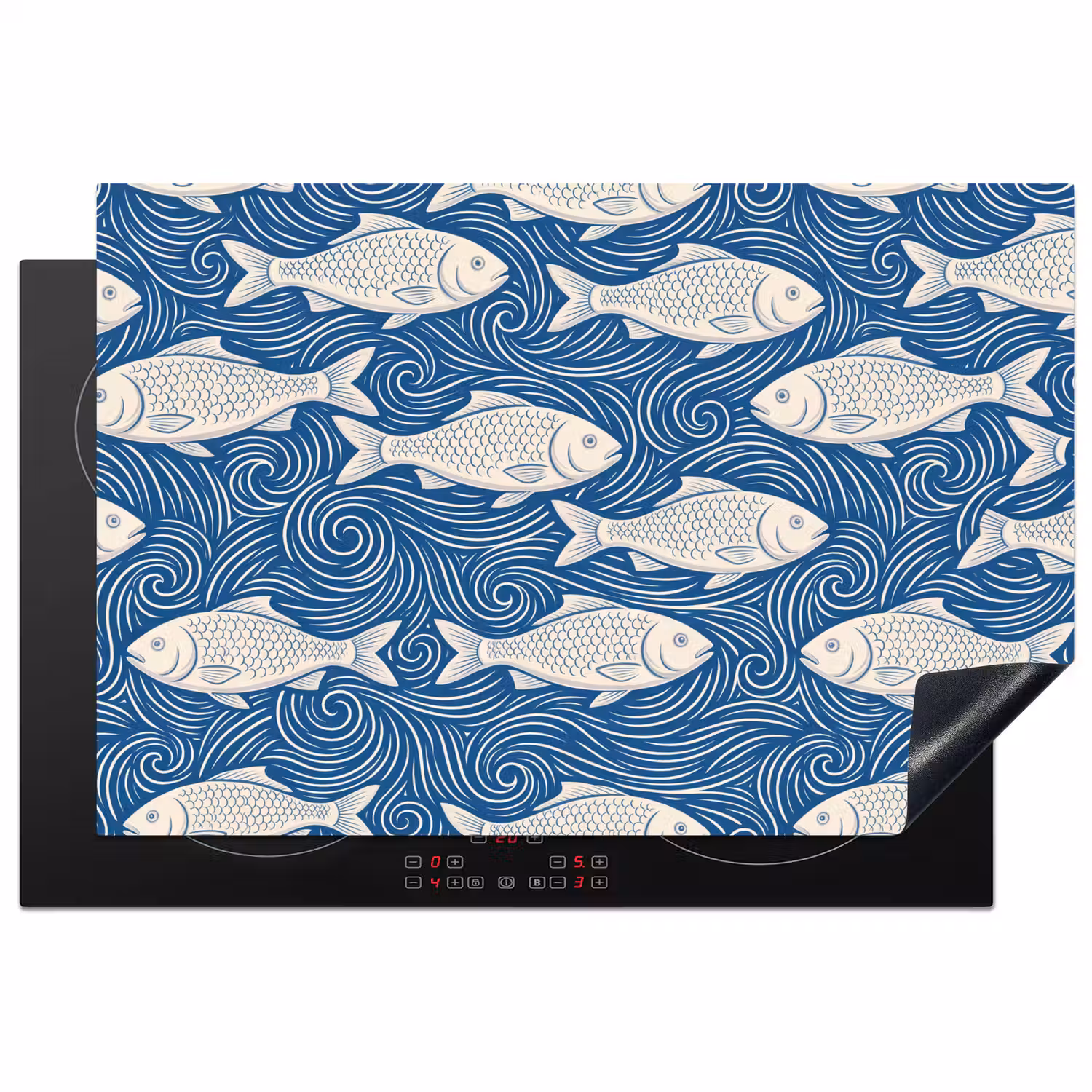 Vis - Water - Patroon - Grafisch - Blauw Inductie beschermer vinyl 3mm klein -3d