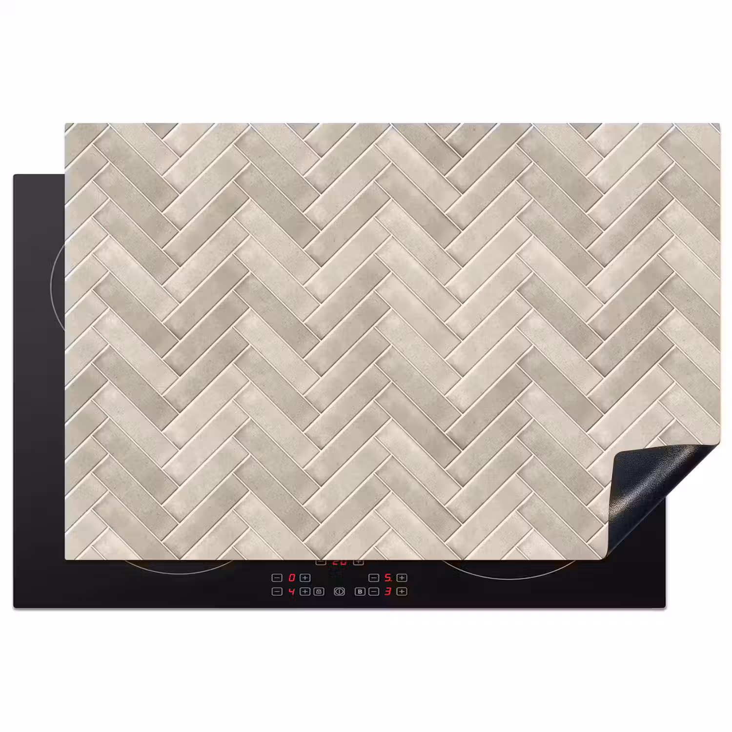 Visgraat - Wandtegel - Beige Inductie beschermer vinyl 3mm klein 276 -3d