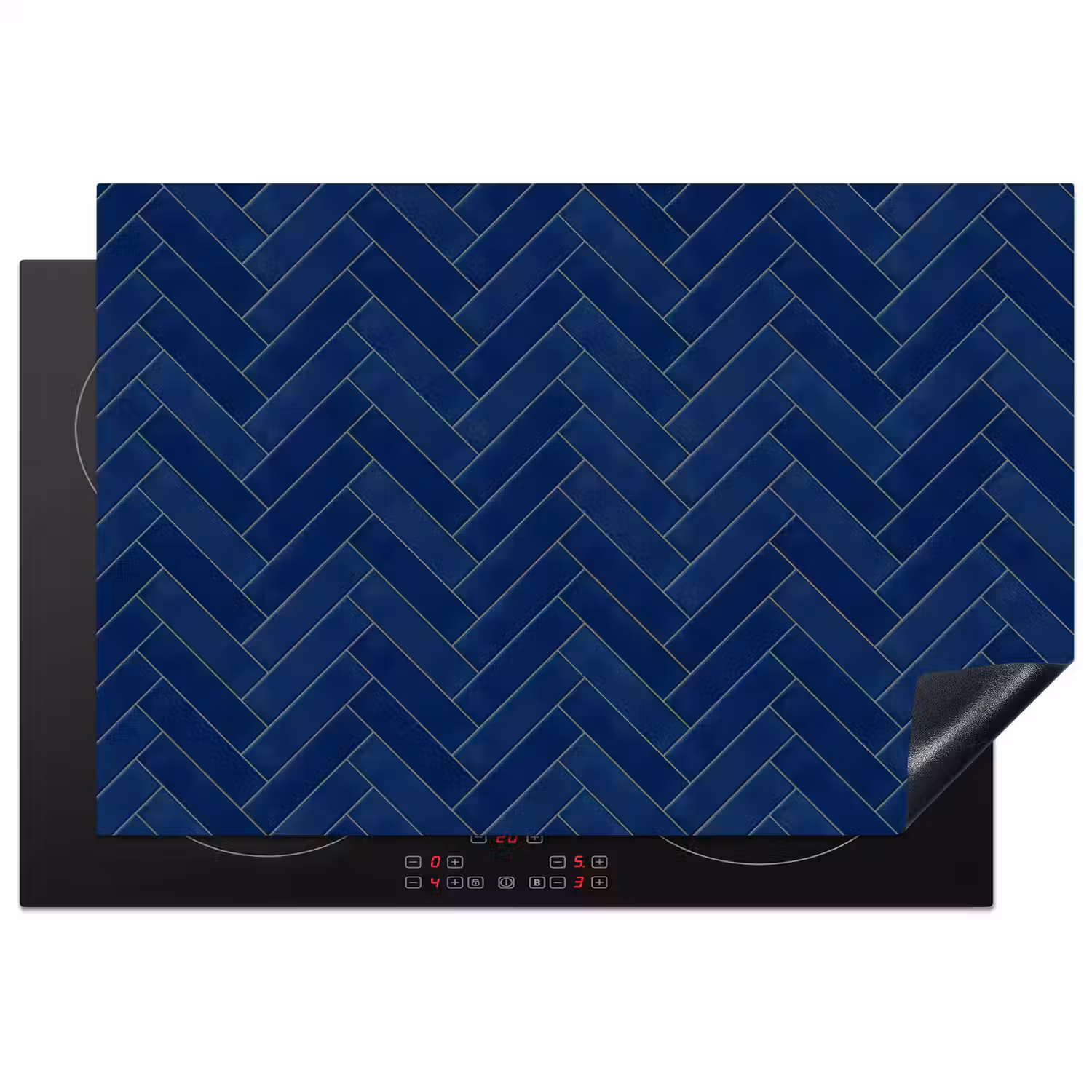 Visgraat - Wandtegel - Donkerblauw - Navy Blue Inductie beschermer vinyl 3mm klein 276 -3d