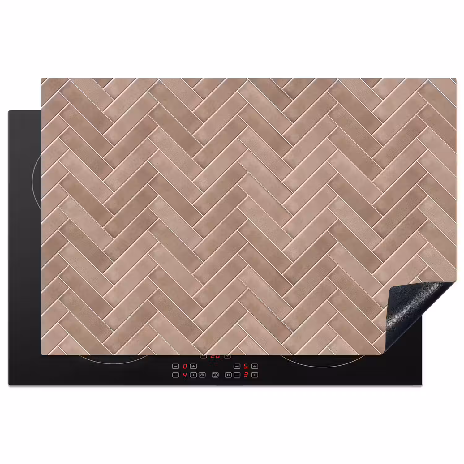 Visgraat - Wandtegel - Oudroze - Terracotta Inductie beschermer vinyl 3mm klein 276 -3d
