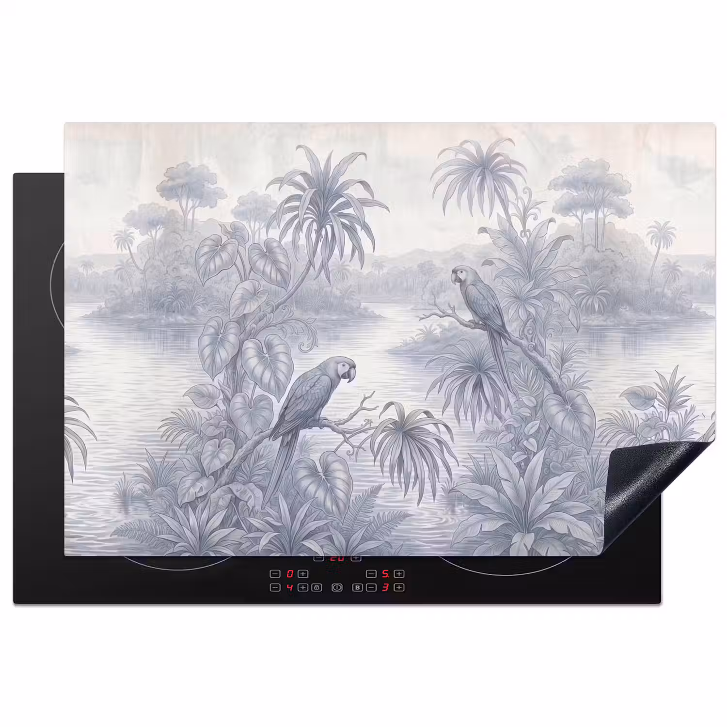Vogel - Rivier - Tropisch - Illustratie - Blauw Inductie beschermer vinyl 3mm klein -3d