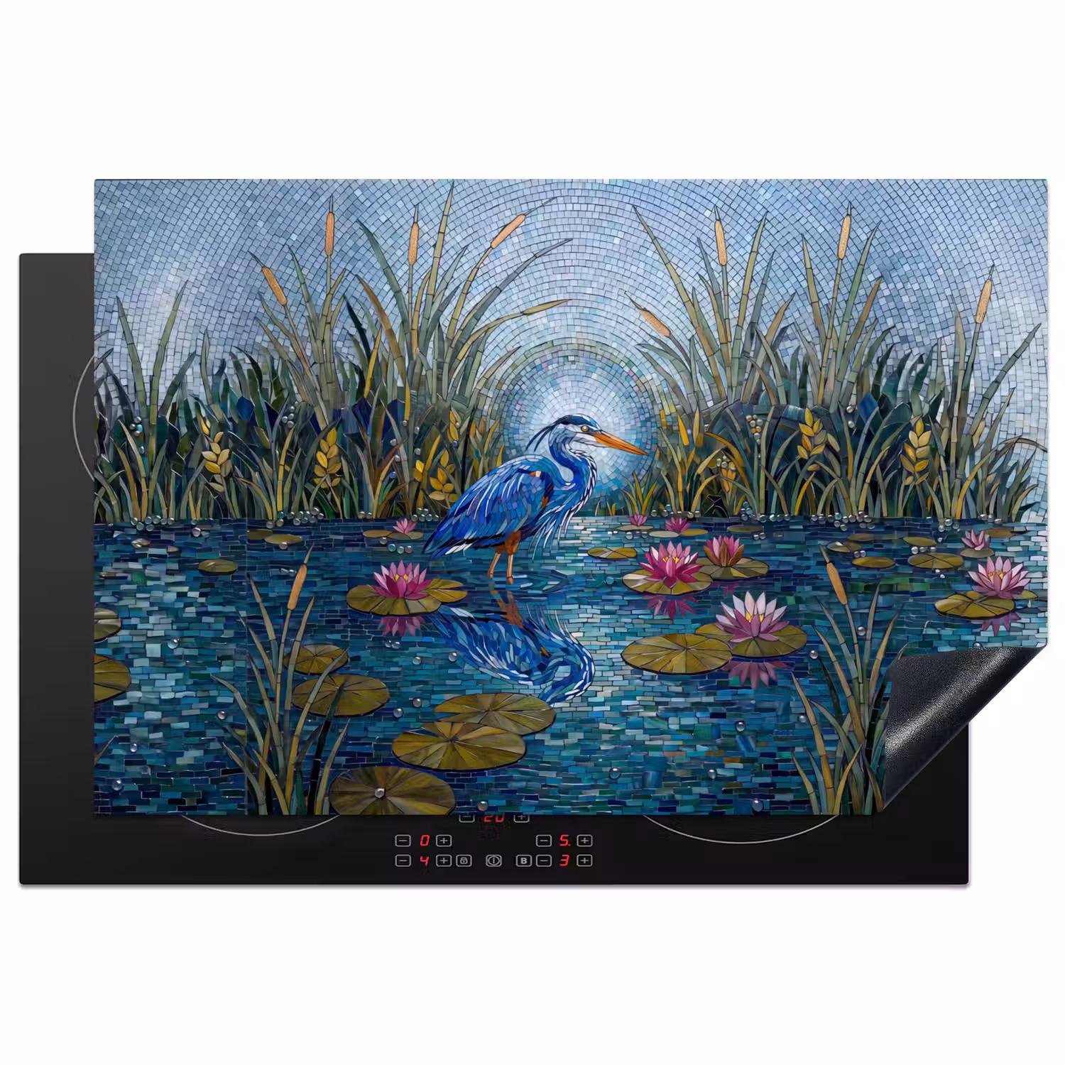 Vogel - Water - Natuur - Abstract - Blauw Inductie beschermer vinyl 3mm klein -3d