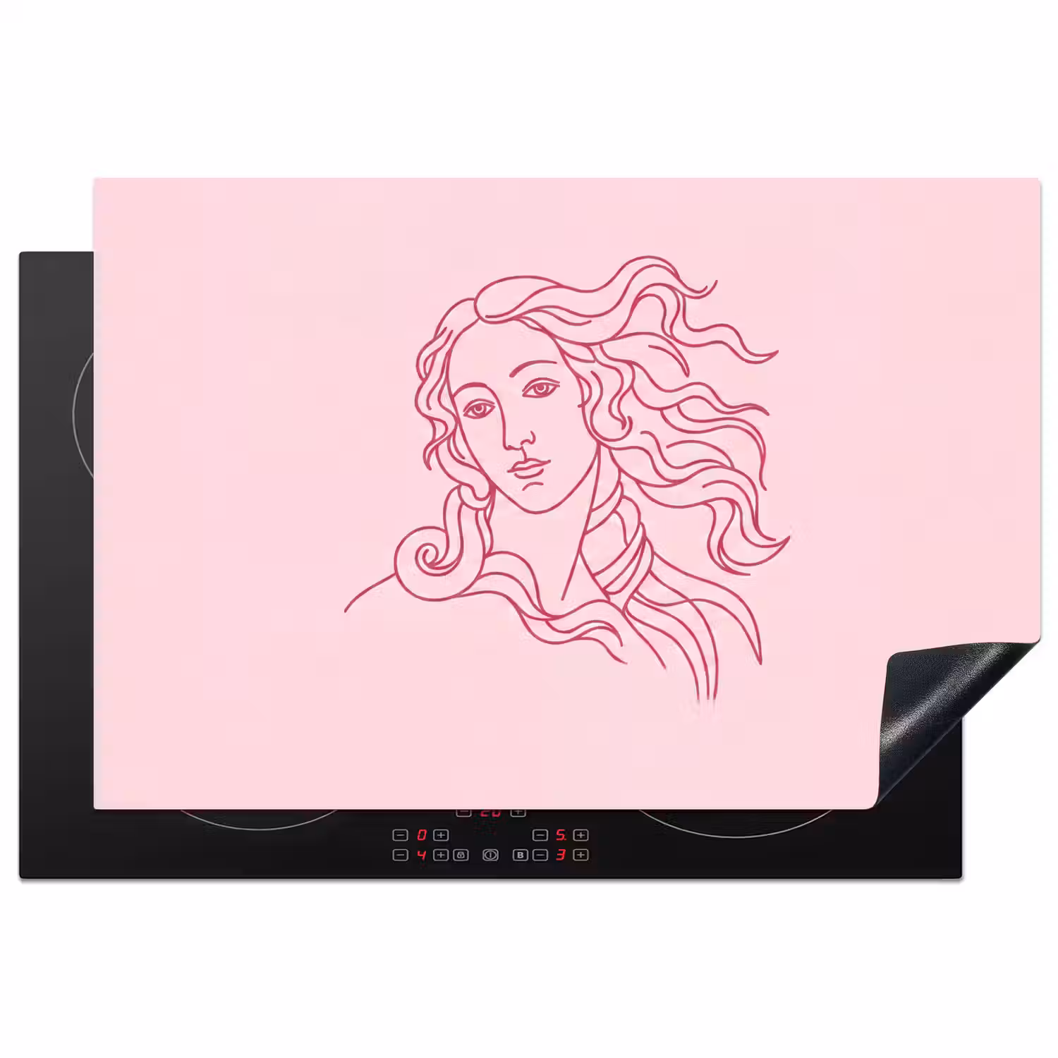 Vrouw - Portret - Klassiek - Line-art - Roze Inductie beschermer vinyl 3mm klein -3d