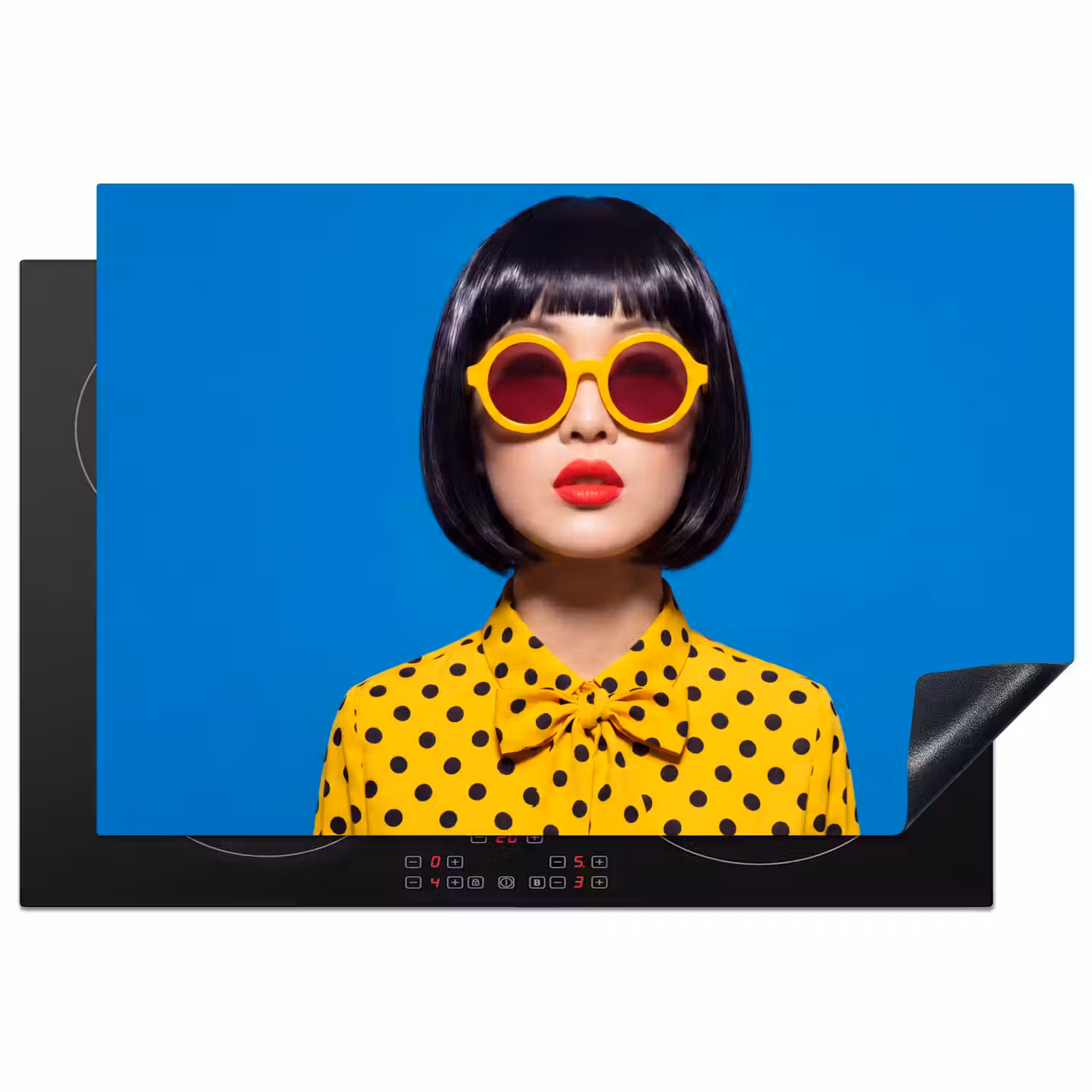 Vrouw - Zonnebril - Pop Art - Portret - Geel Inductie beschermer vinyl 3mm klein -3d