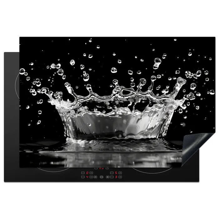 Water - Zwart - Abstract Inductie beschermer vinyl 3mm klein -3d