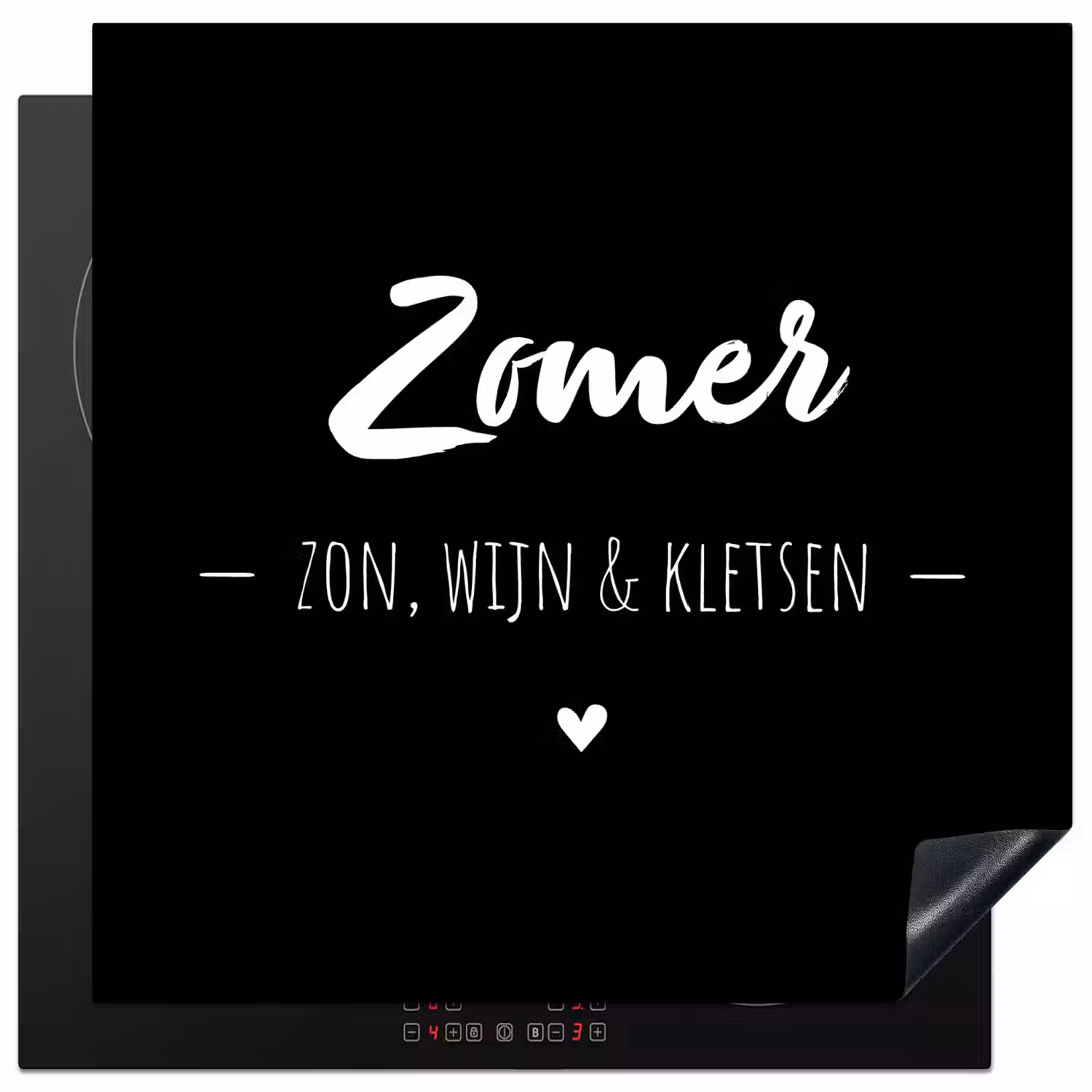 Zomer, zon, wijn & kletsen - Tekst - Zomer - Wijn - Quotes Inductie beschermer vinyl 3mm middel -3d