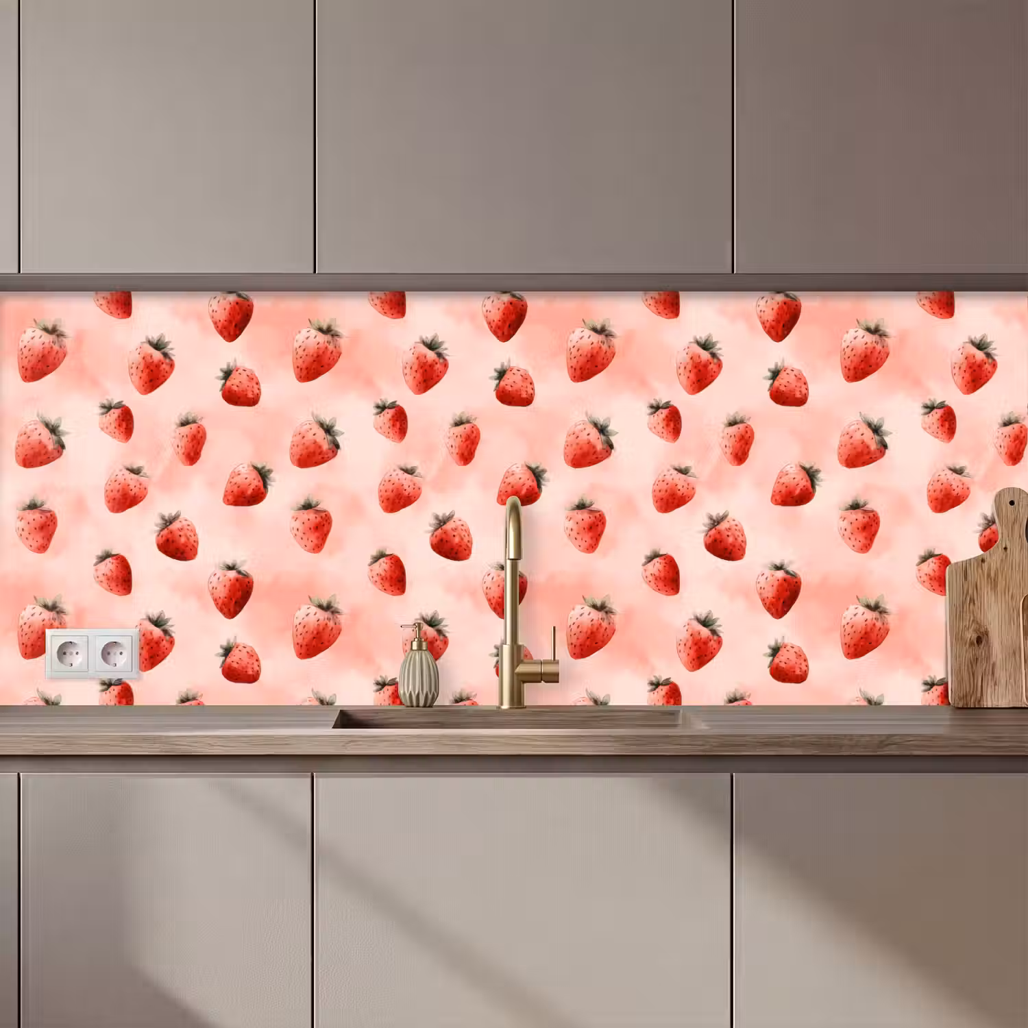 Aardbei - Patroon - Roze keuken achterwand 2 middel 871 zz_3dshopping