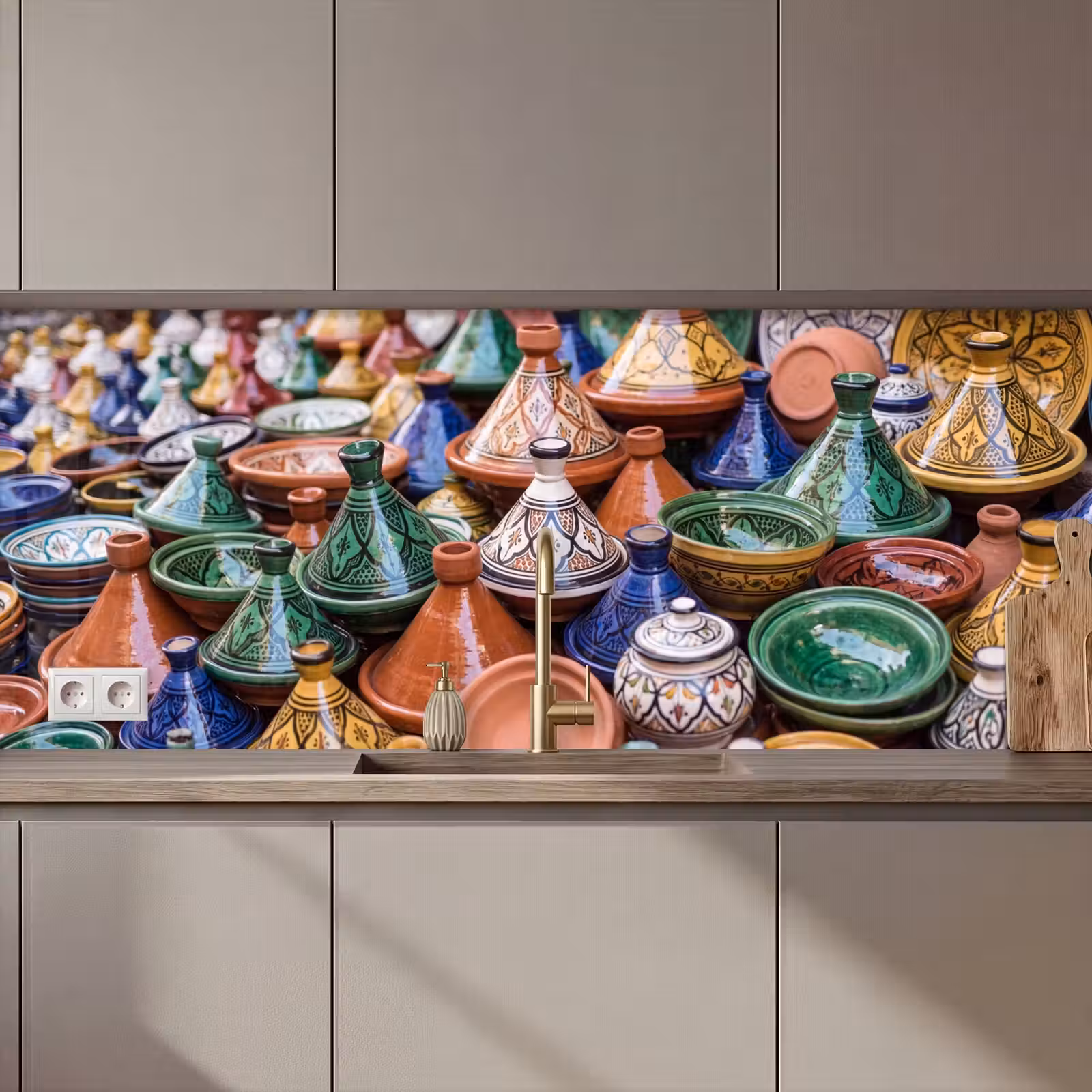 Keuken achterwand - Aardewerk - Kleurrijk - Patroon - Aardewerk - Kleurrijk - Patroon keuken achterwand 2 middel zz_3dshopping