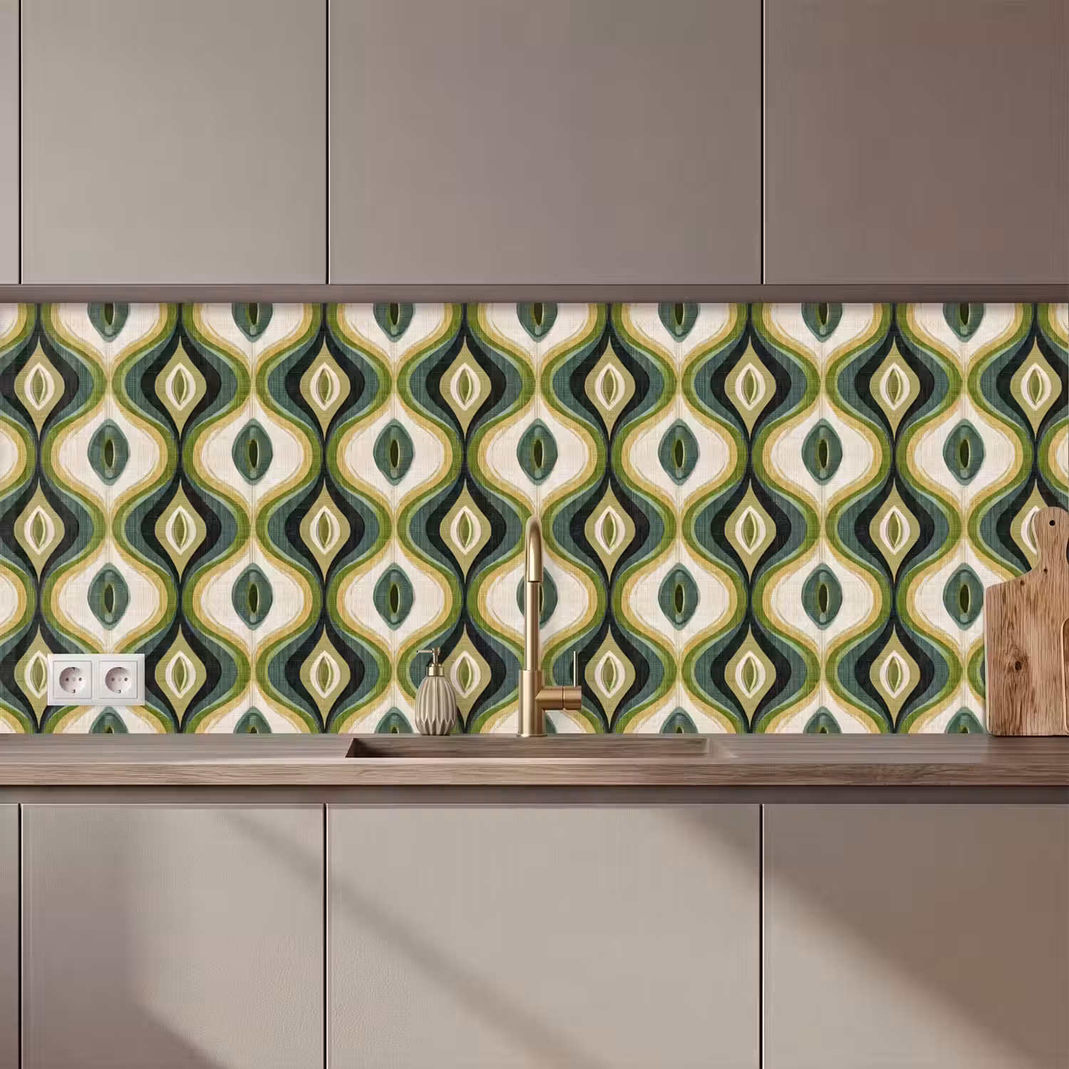 Abstract - Ritmisch - Groen keuken achterwand 2 middel 871 zz_3dshopping