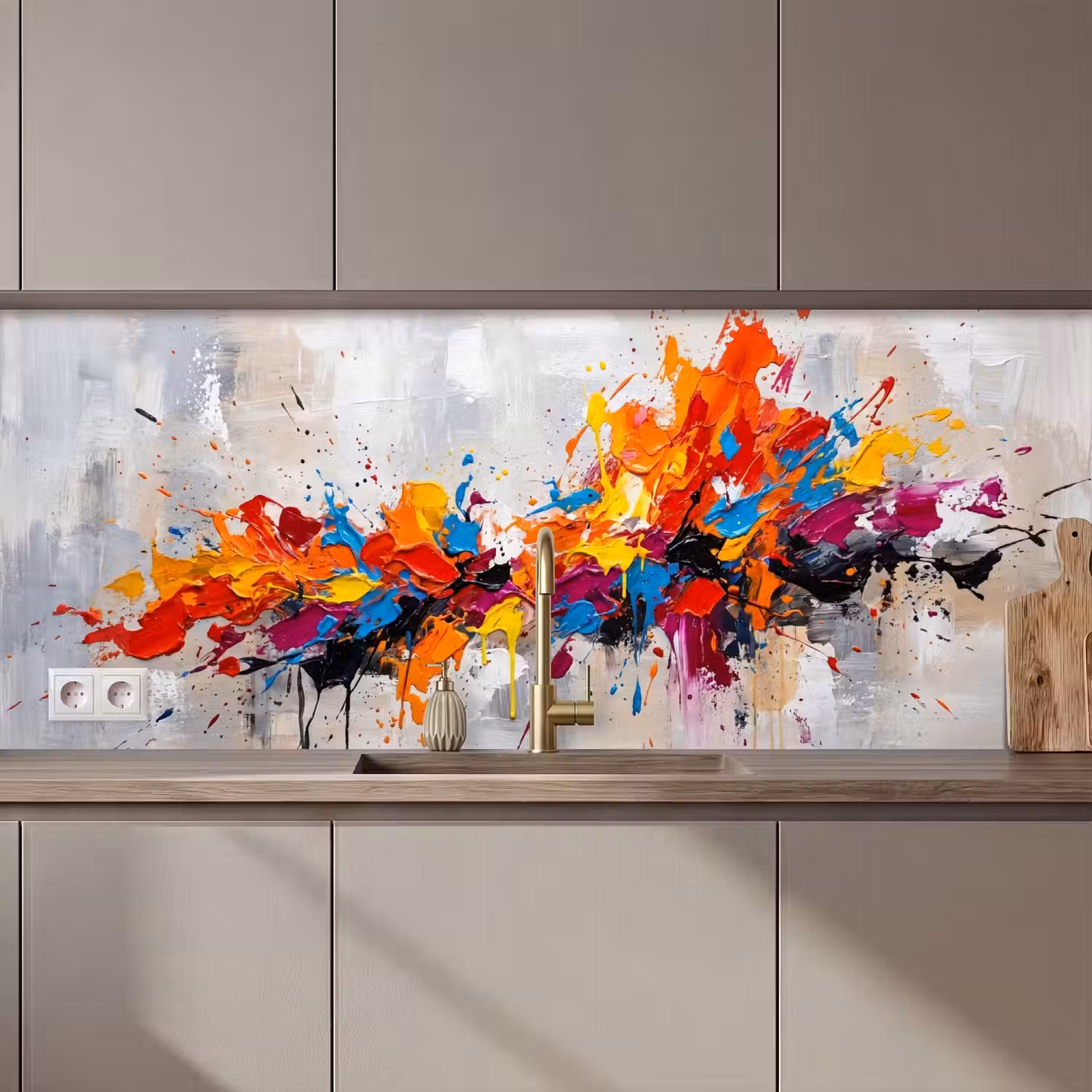 Abstract - Schilderij - Kleurrijk - Dynamisch keuken achterwand 2 middel zz_3dshopping