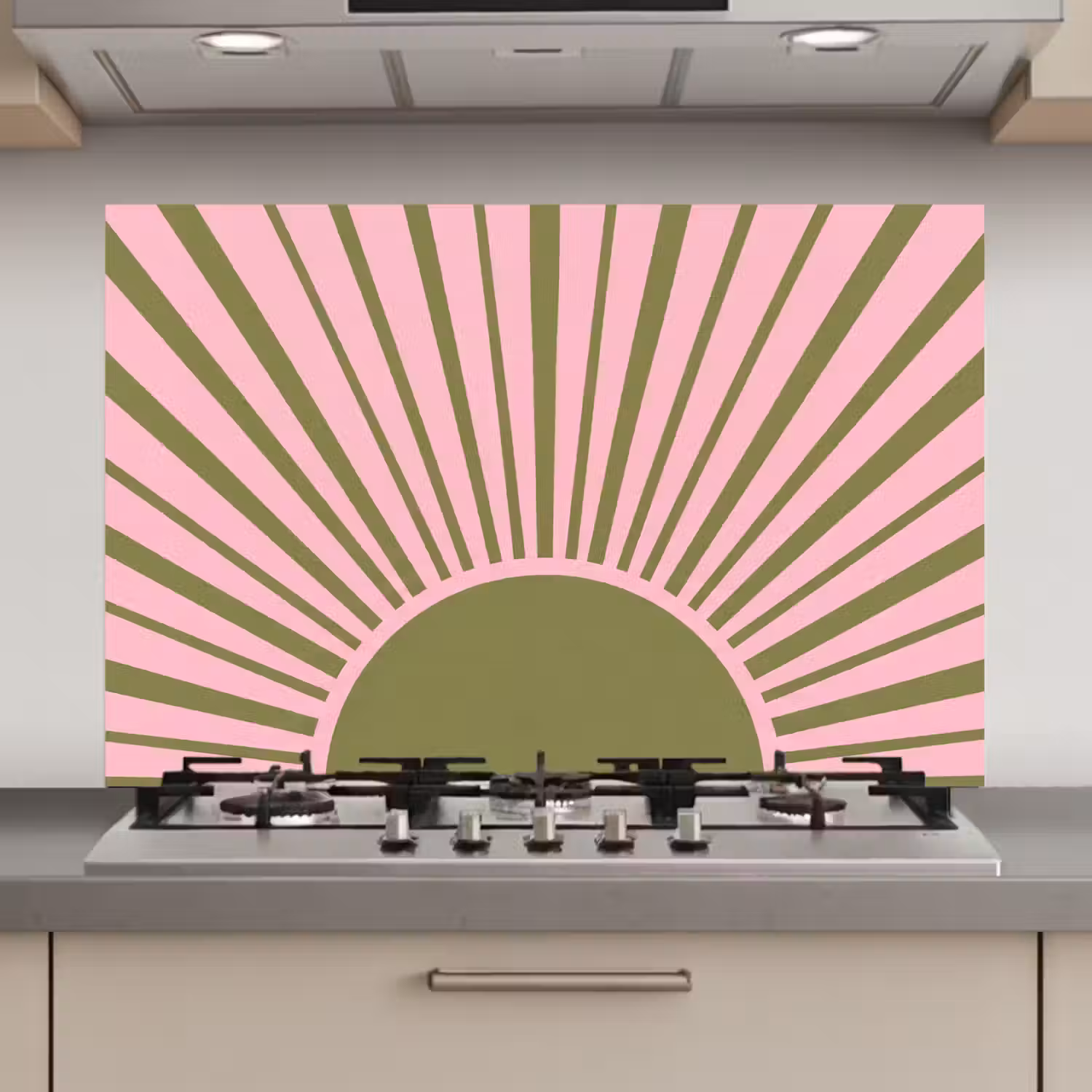Abstract - Stralen - Grafisch - Roze - Groen keuken achterwand spatscherm klein -3d_website