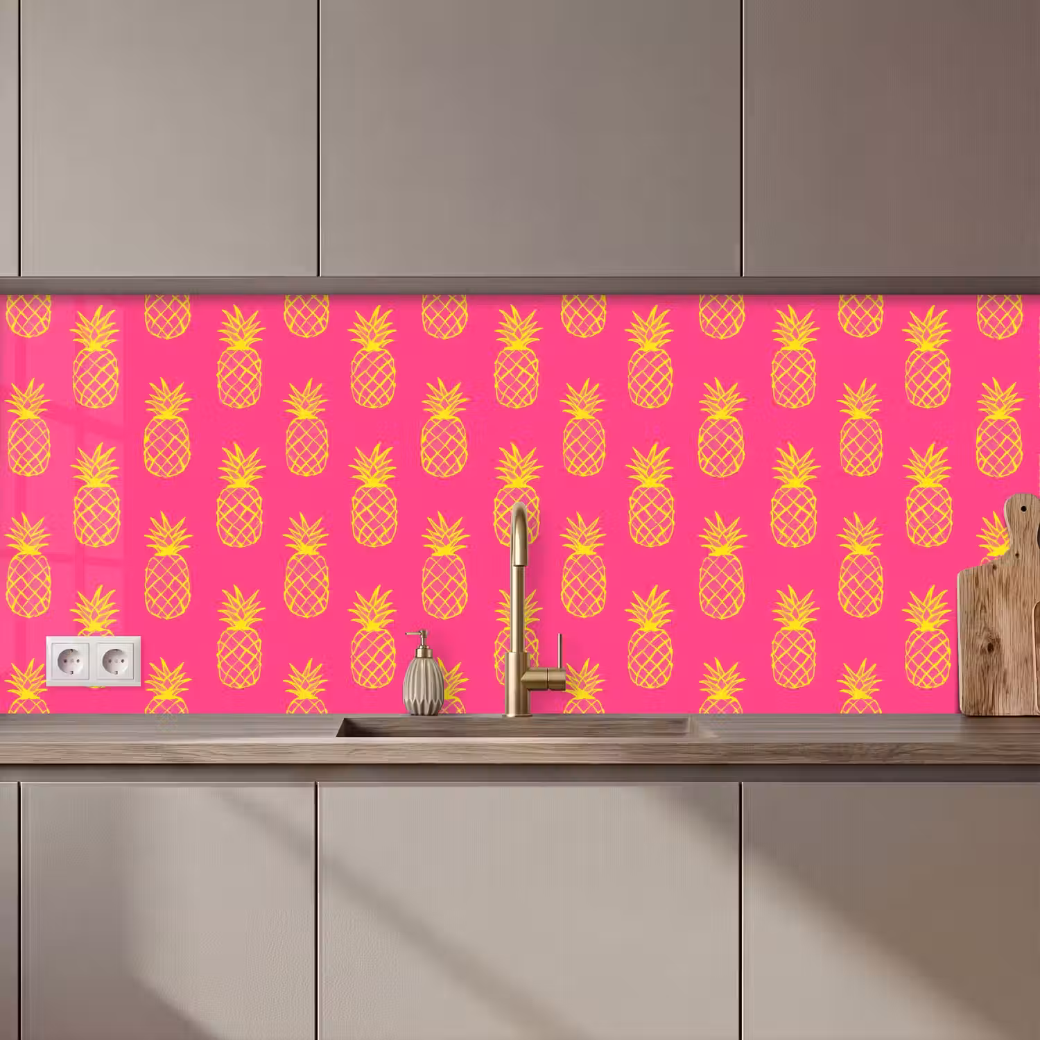 Ananas - Trendy - Roze keuken achterwand 2 middel 871 zz_3dshopping