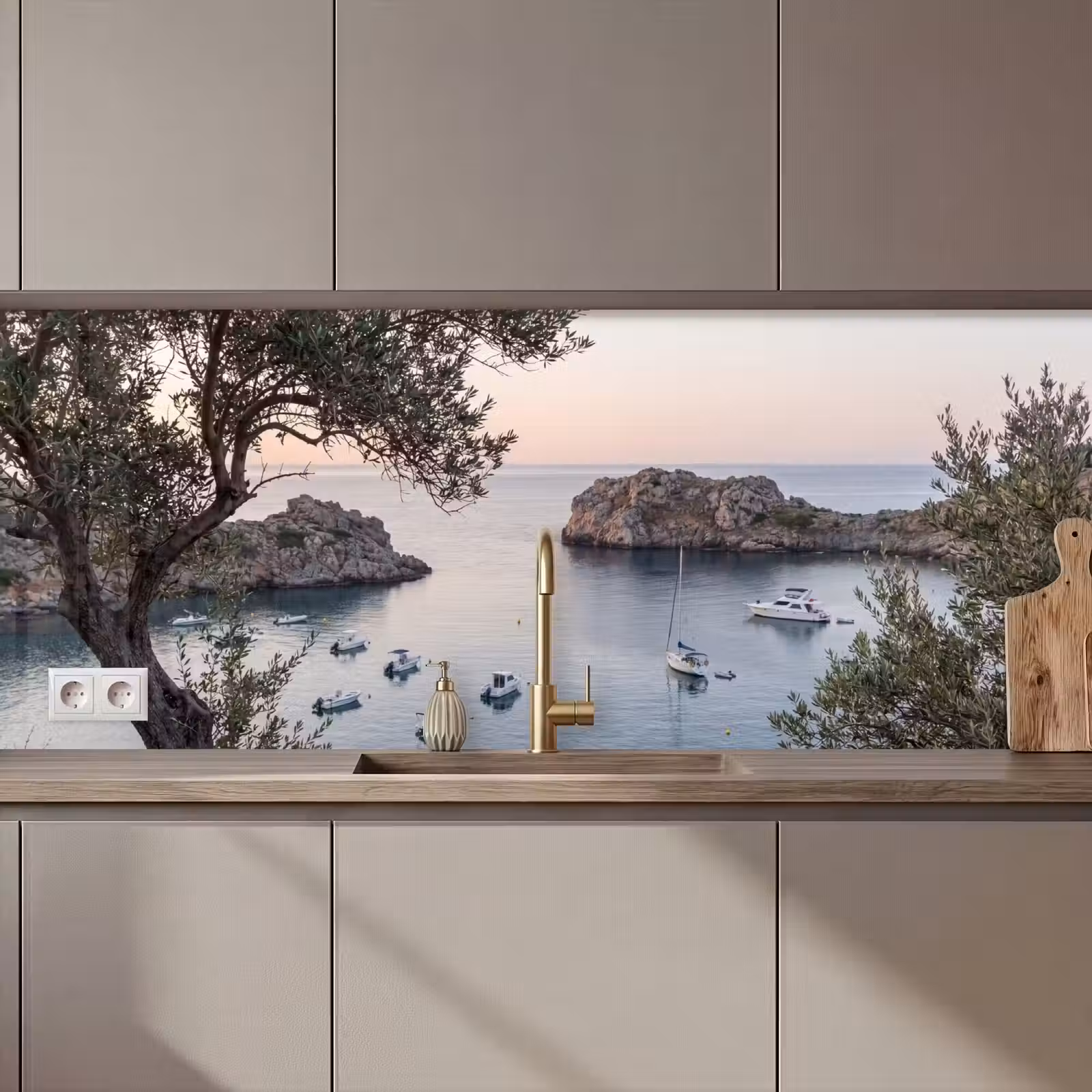 Keuken achterwand - Baai - boten - zonsondergang - Baai - boten - zonsondergang keuken achterwand 2 middel zz_3dshopping